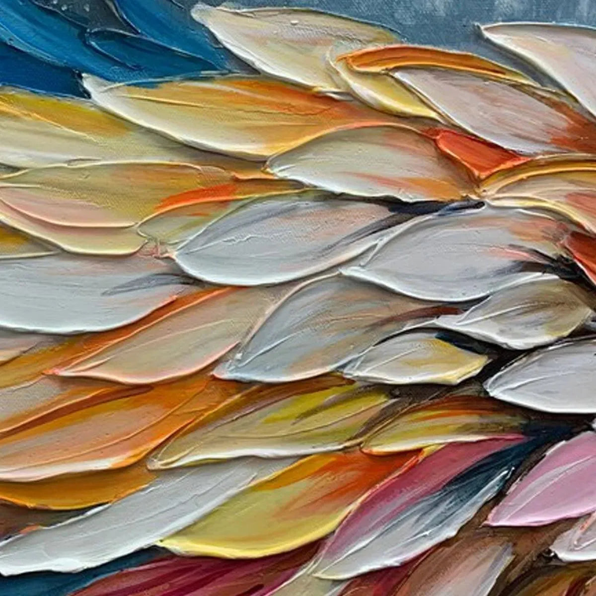 Angelic Rise – Modern Feather Relief Texture Painting | Contemporary Plaster Texture Living Room & Office Art