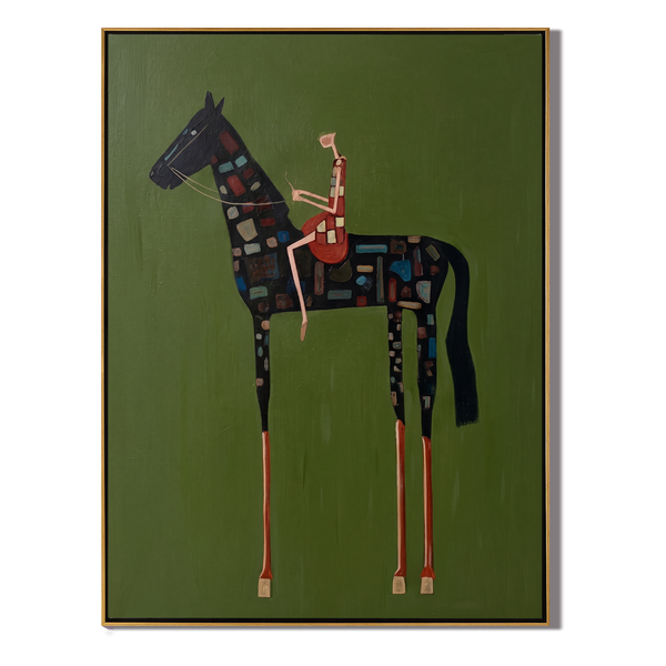 Mosaic Stallion – Vintage Americana Colorful Patchwork Horse Painting | Bold Modern Living Room Art