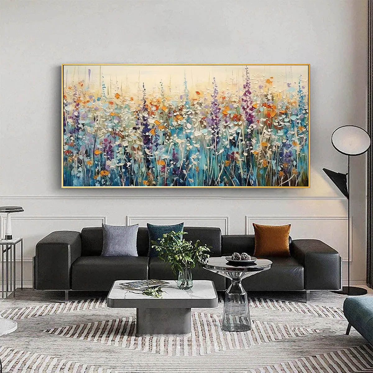 Morning in Giverny – Thick Impasto Wildflower Meadow Painting | Colorful Impressionist Floral Living Room Art