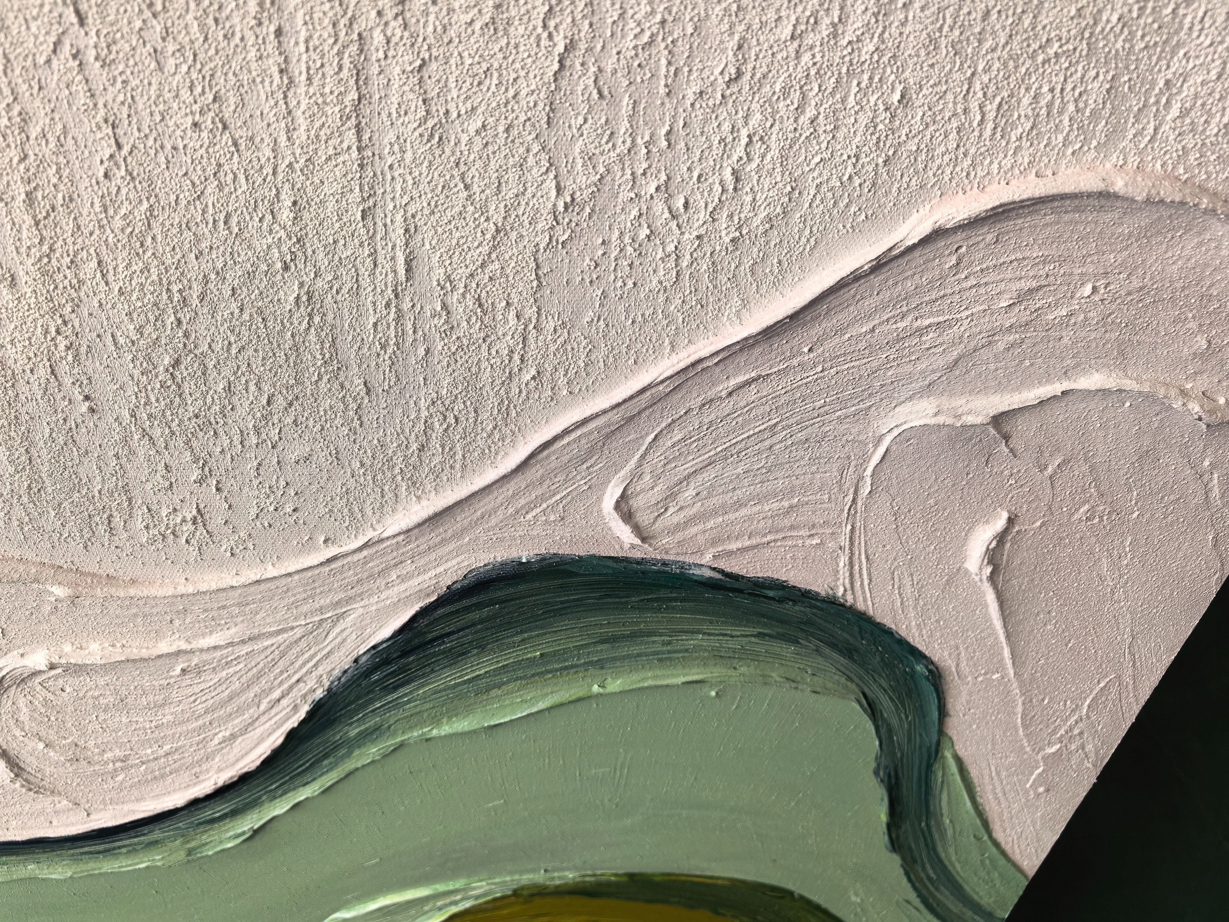 Earth's Veins – Modern Sculptural Texture Abstract Painting | Wabi-Sabi Vintage Green Entryway Wall Art