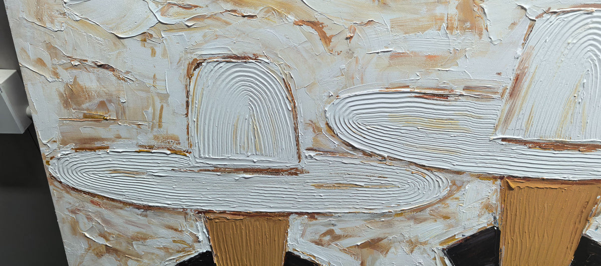 White Hats Stand – Vintage Americana Three Cowboys in White Sombreros Painting | Rustic Modern Living Room Art
