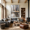 Urban Echo – Modern Industrial Abstract Oil Painting | Creative Bronze Textured Hallway Art