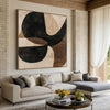 Mid-century Structure – Hand-Painted Black and Bronze Geometric Arches Abstract Painting | Modern Abstract Living Room & Office Art