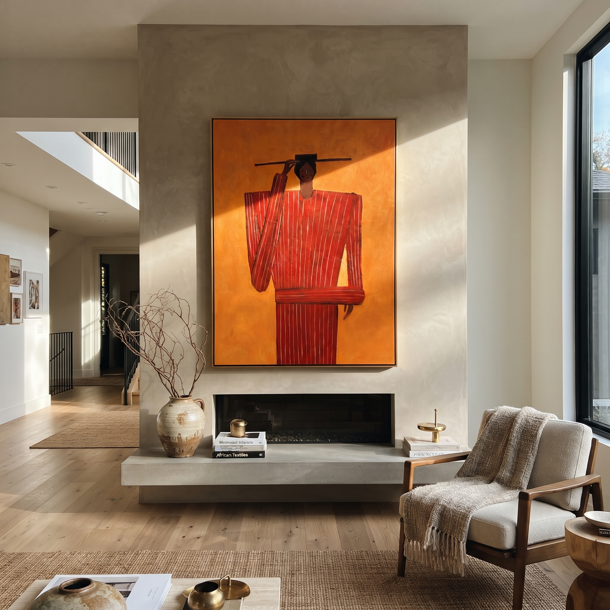 Scarlet Gesture Holds Heat displayed as a modern room focal point