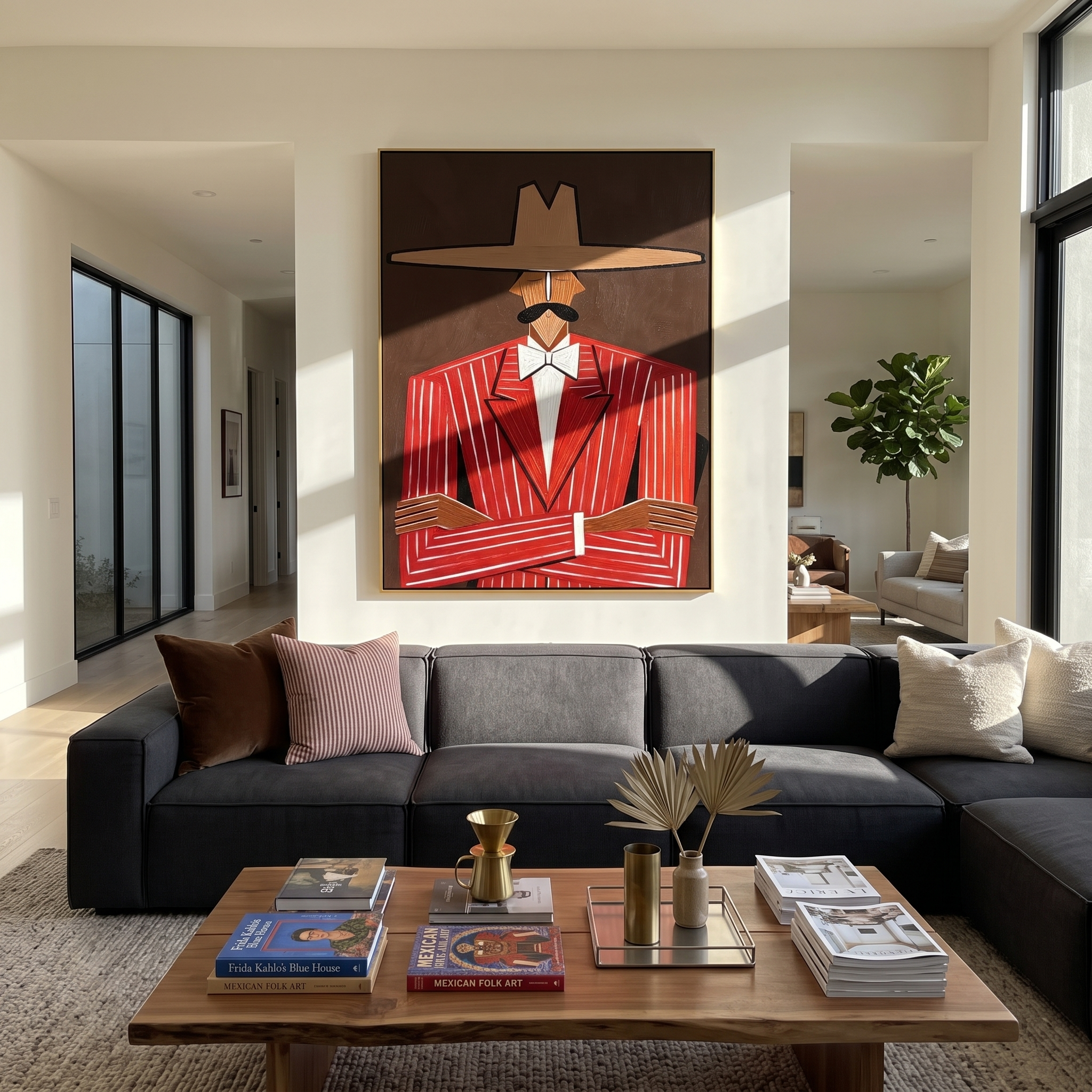 Pinstripes Guard the Dark displayed as a modern room focal point