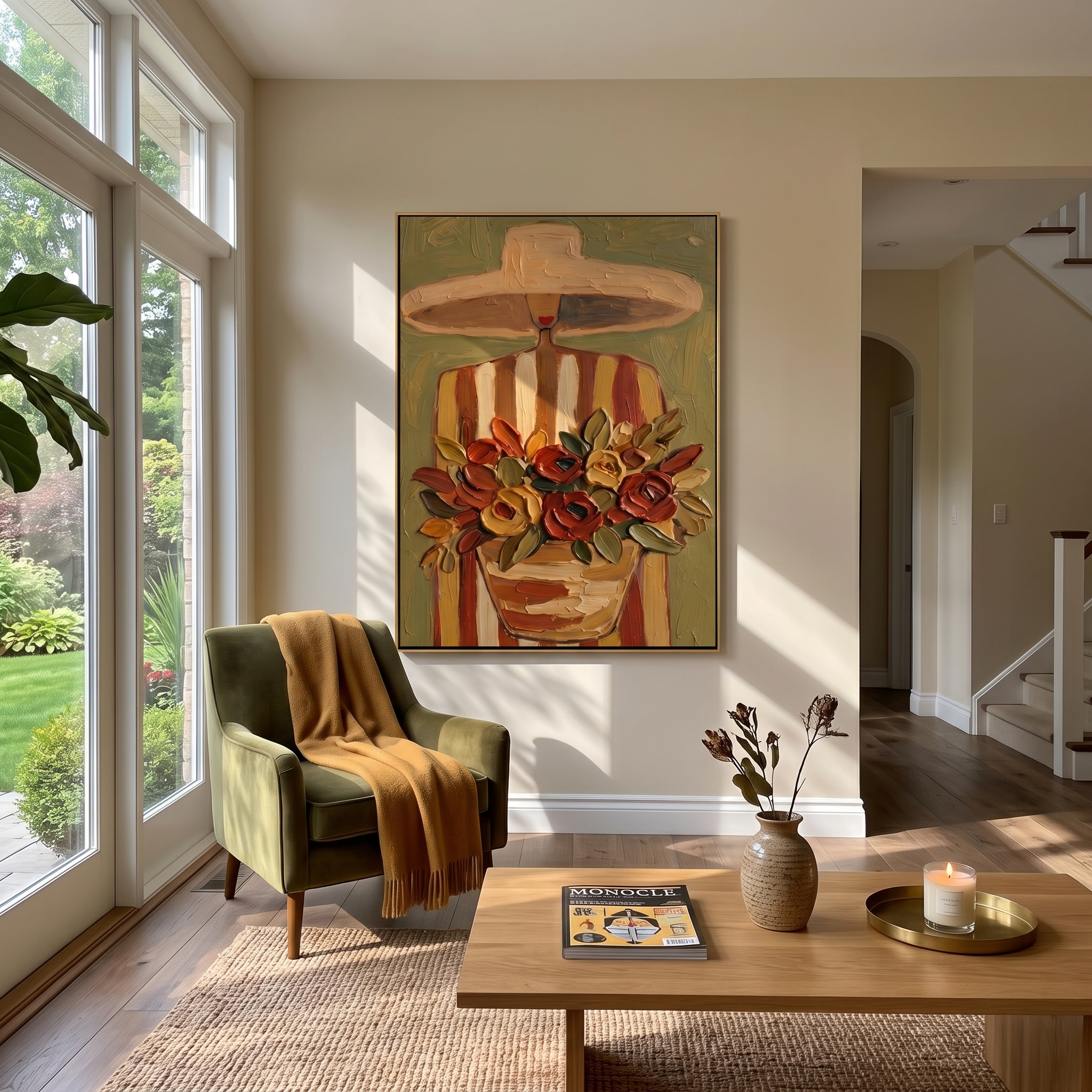 Flowers Gather Under Shade presented above a contemporary console