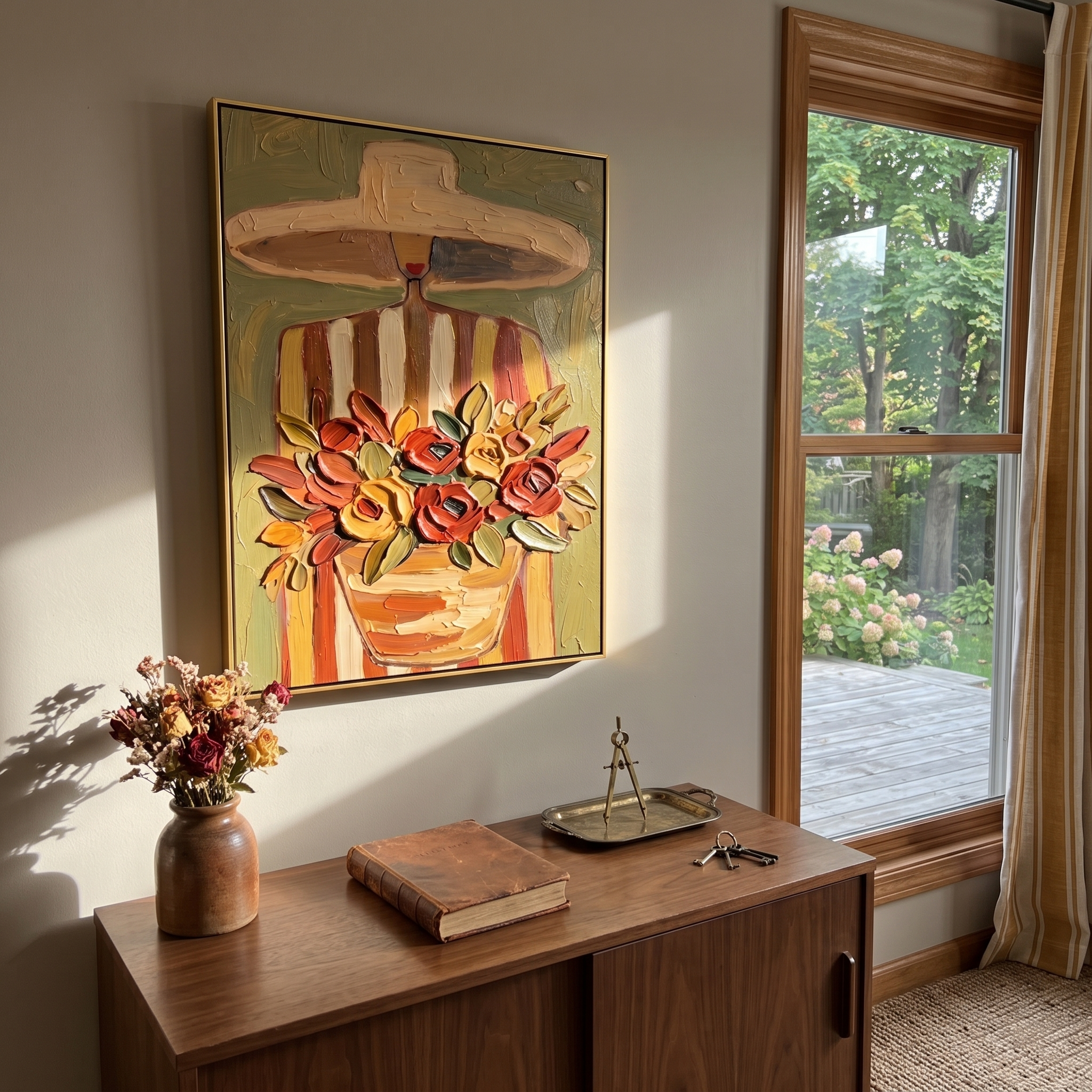 Flowers Gather Under Shade displayed as a modern room focal point