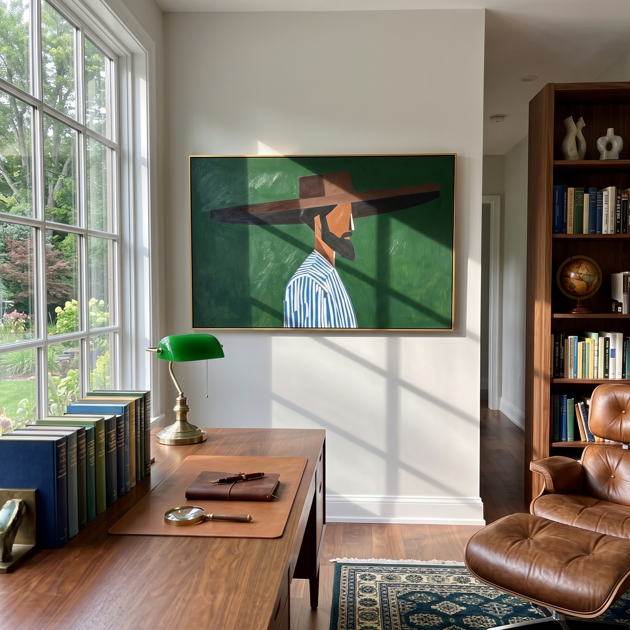 Green Silence Faces Sideways styled in a layered residential interior