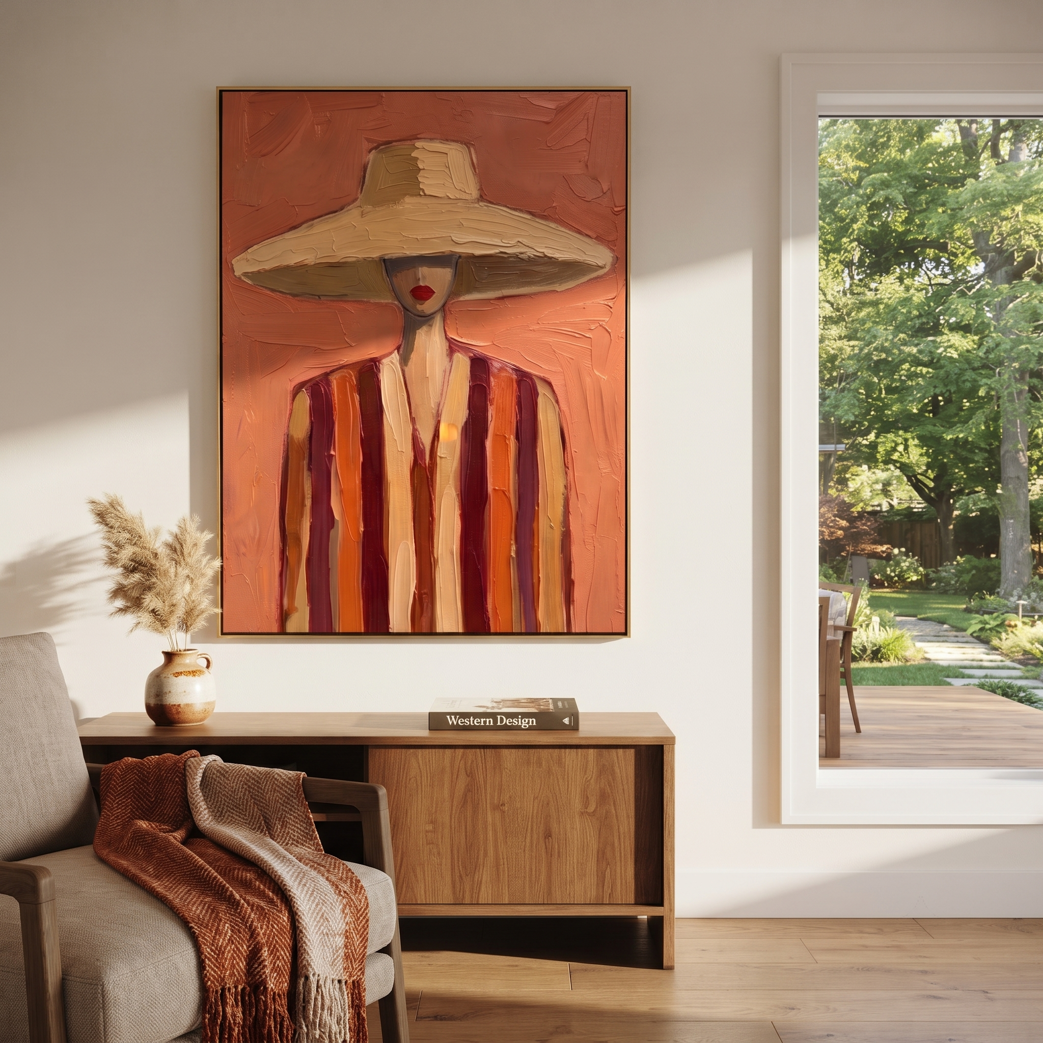 Coral Shade Hides Noon styled with neutral modern furnishings