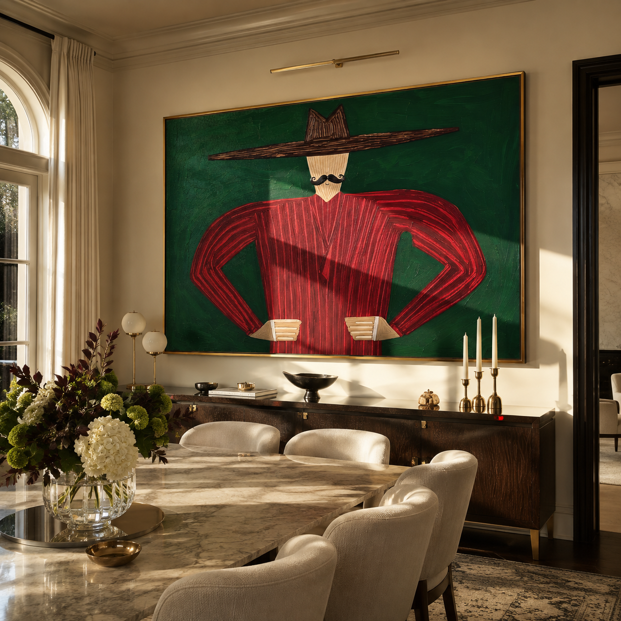 Red Angles Stand Ready displayed in a warm contemporary interior