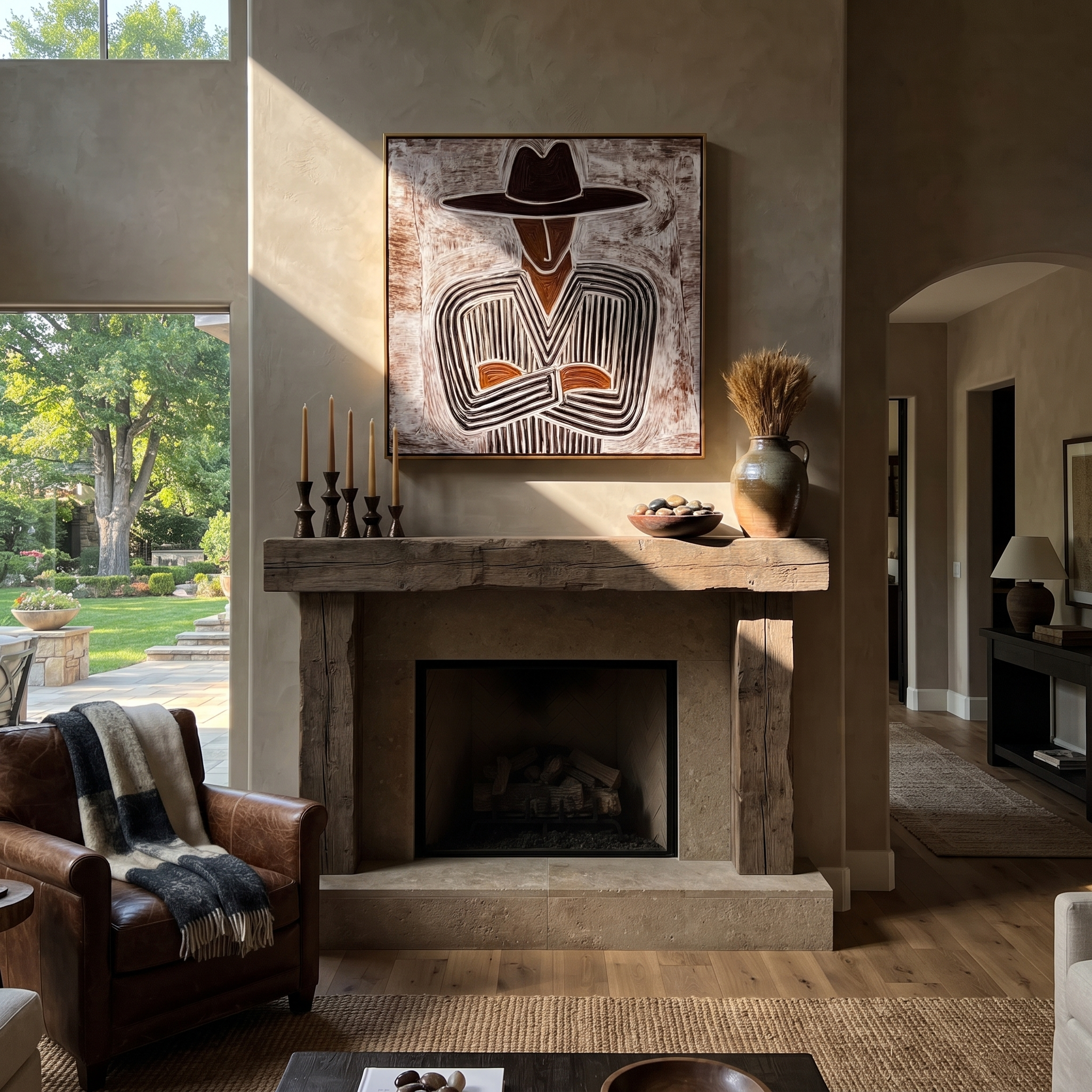 Etched Lines Fold Inward displayed as a modern room focal point