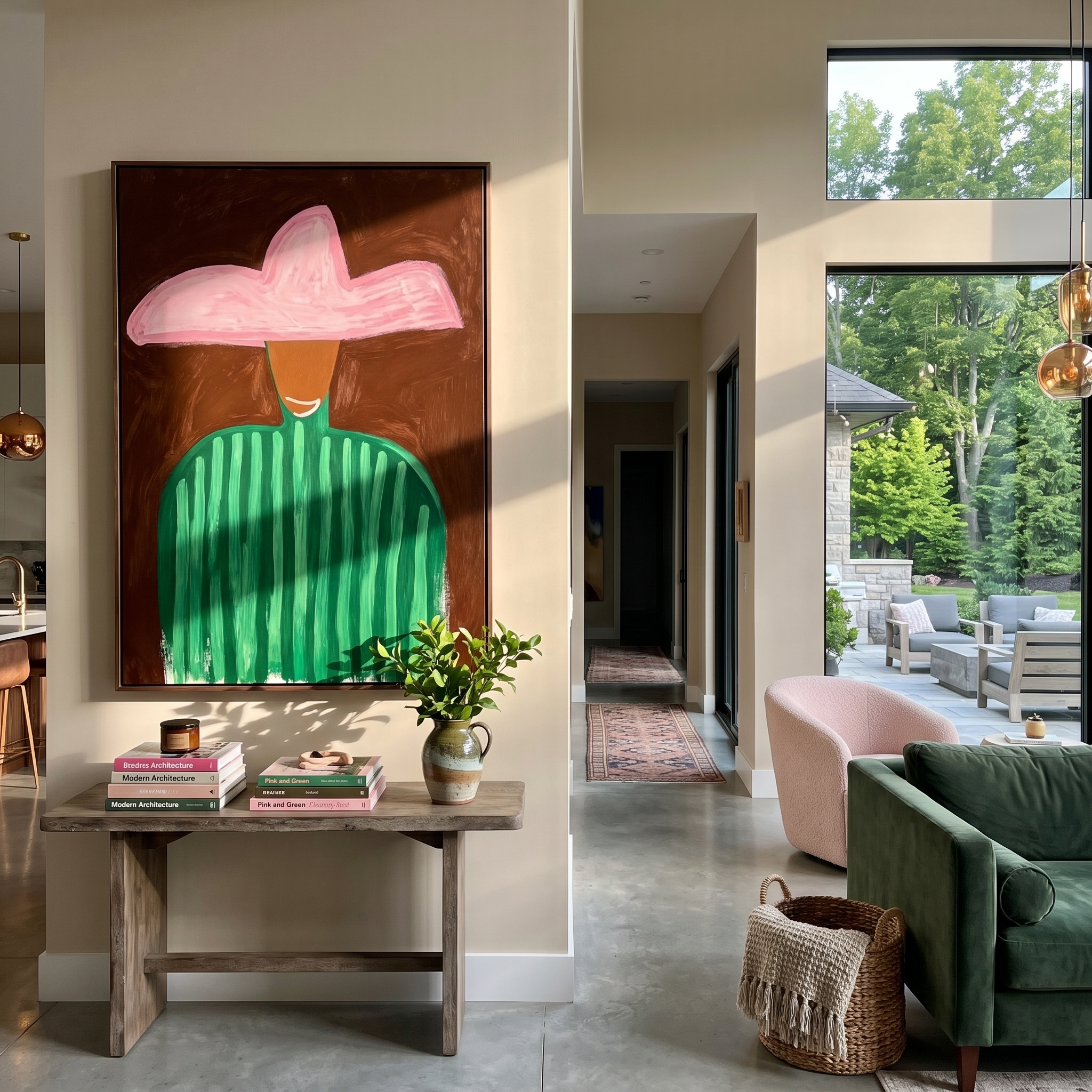 Pink Crown Greens Night displayed as a modern room focal point