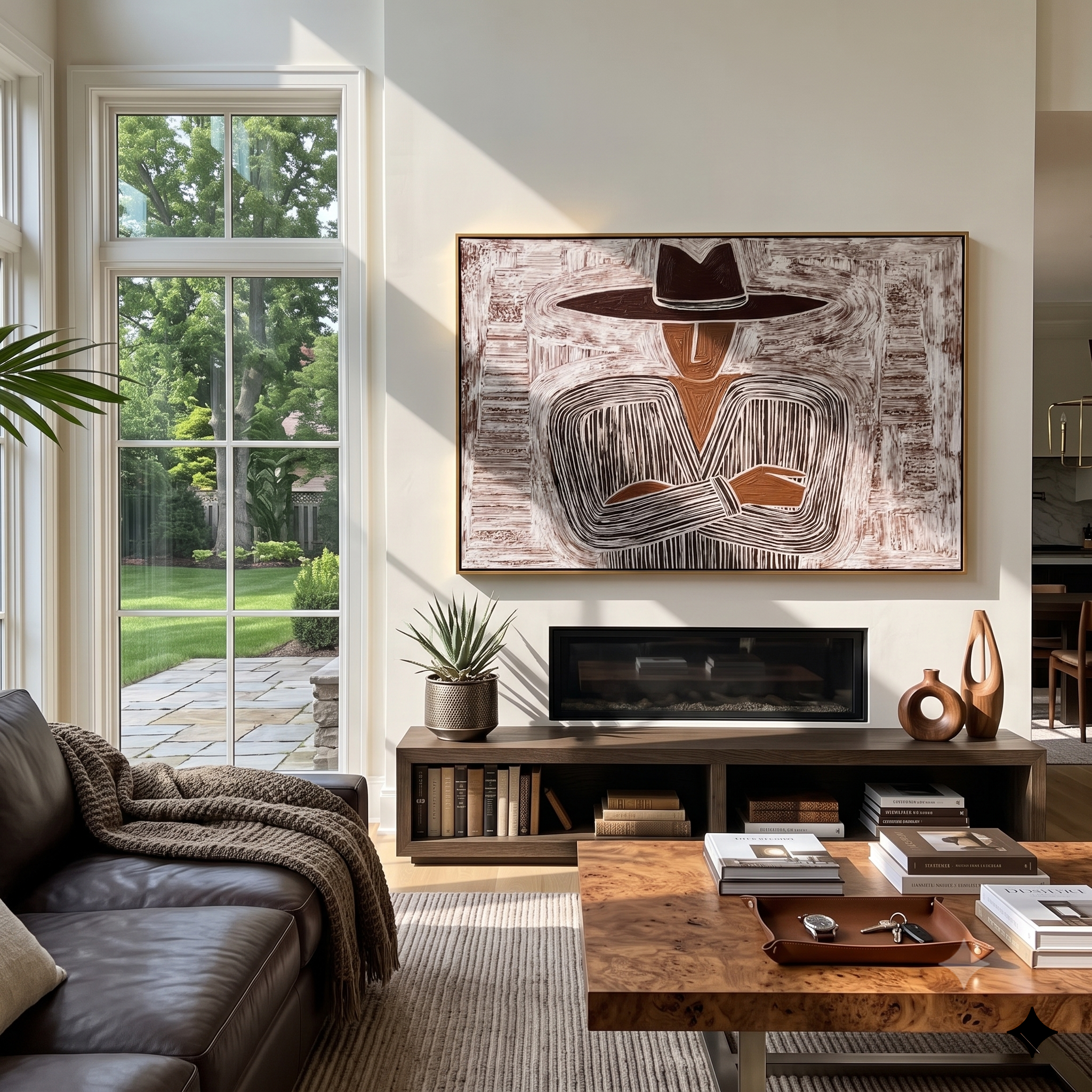 Quiet Stripes Lock Hands presented above a contemporary console