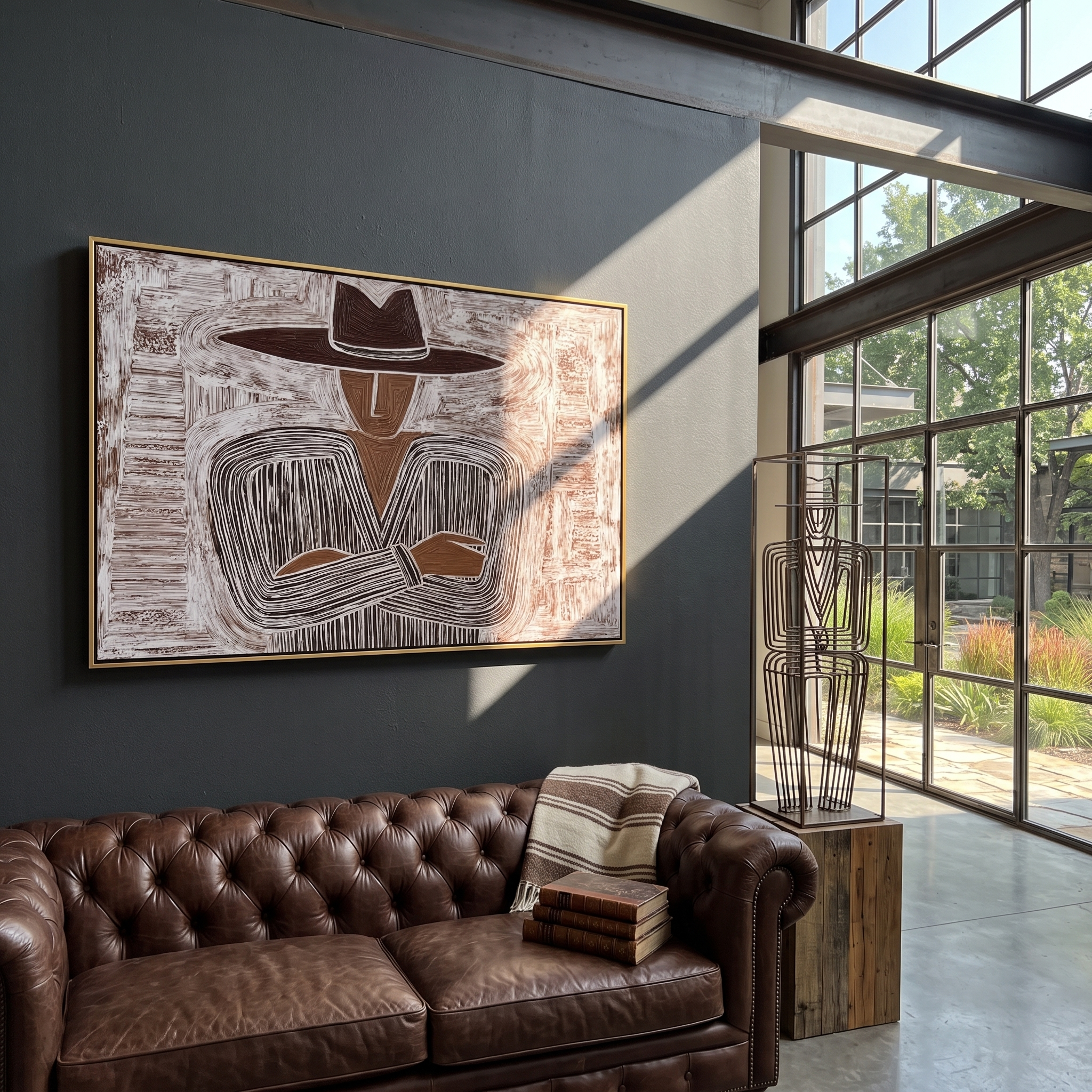 Quiet Stripes Lock Hands displayed as a modern room focal point