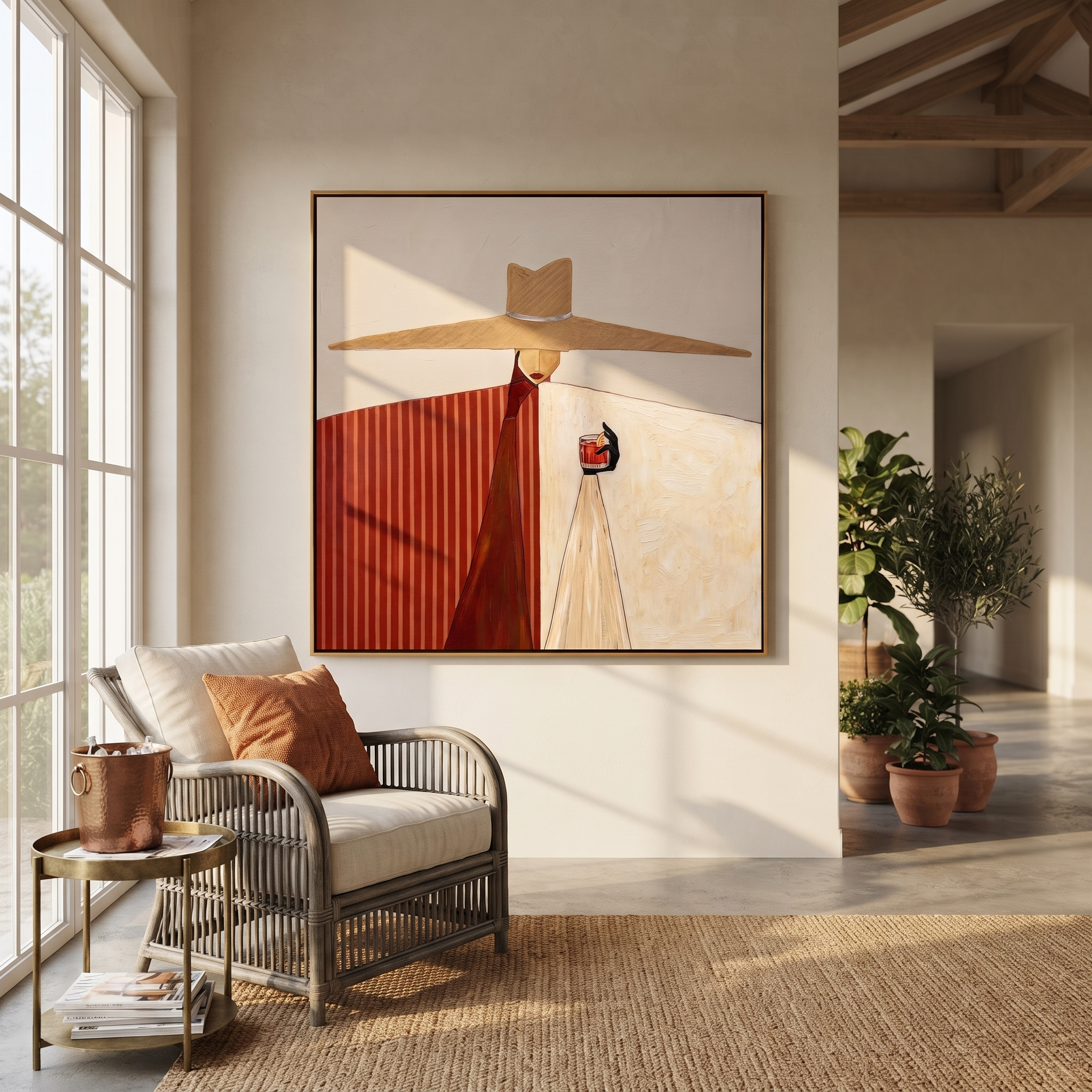 Red White Share Noon displayed in a warm contemporary interior