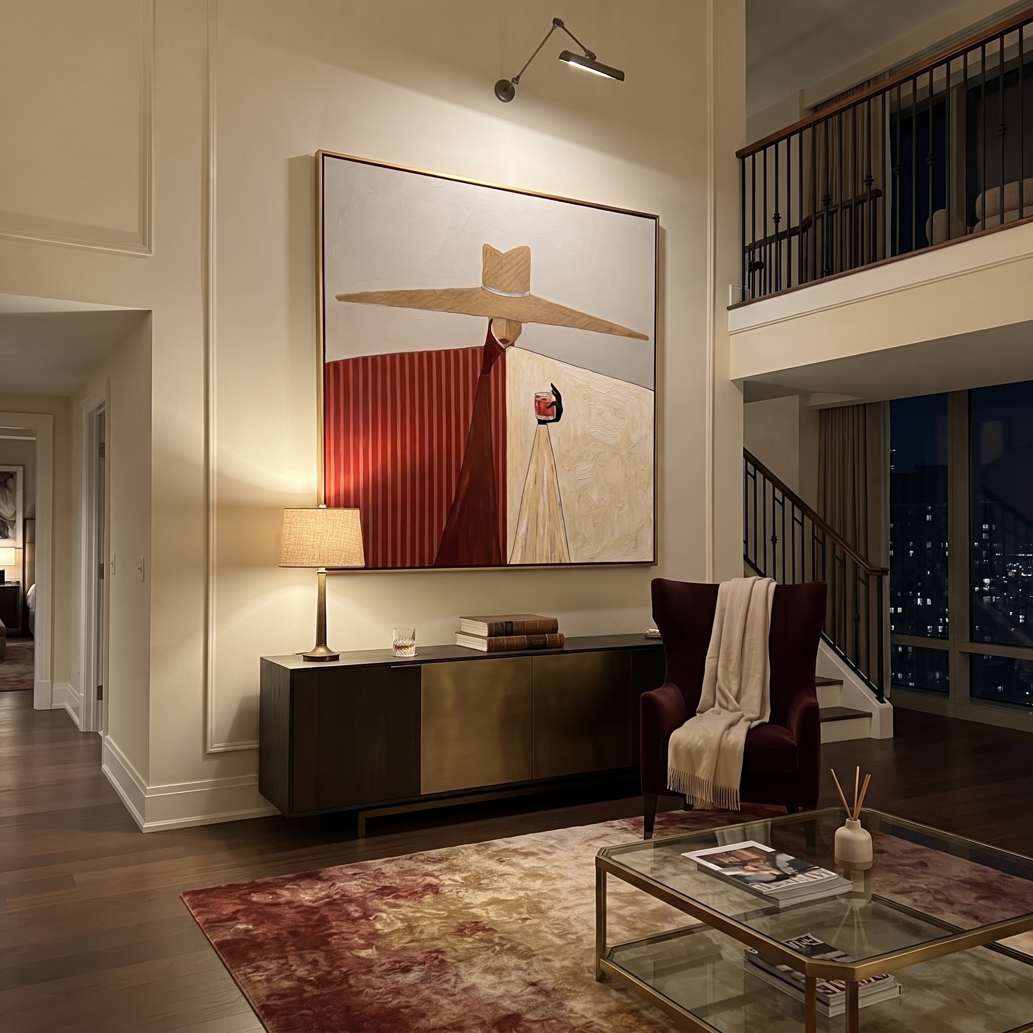 Red White Share Noon styled with neutral modern furnishings