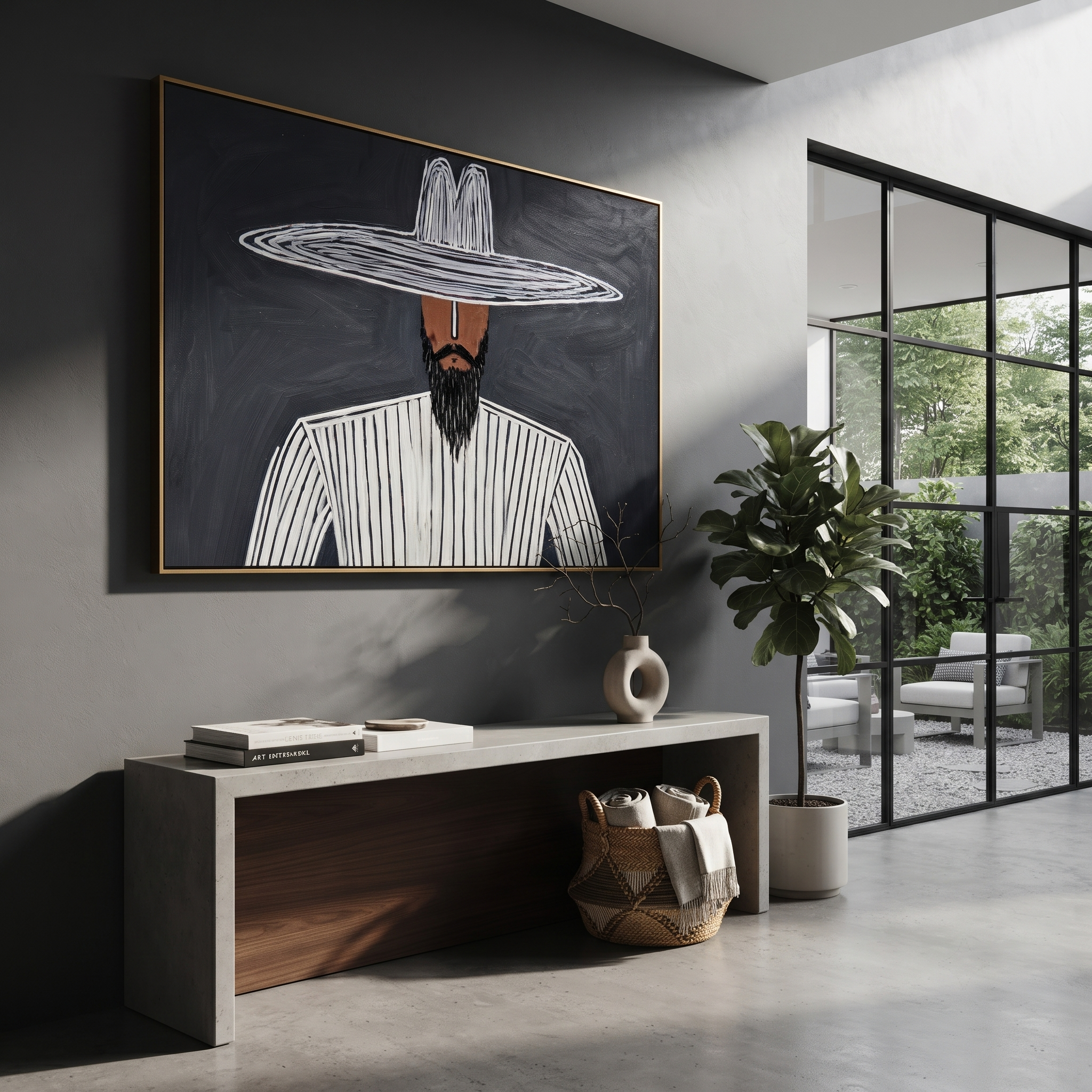 White Rings Frame Silence displayed as a modern room focal point