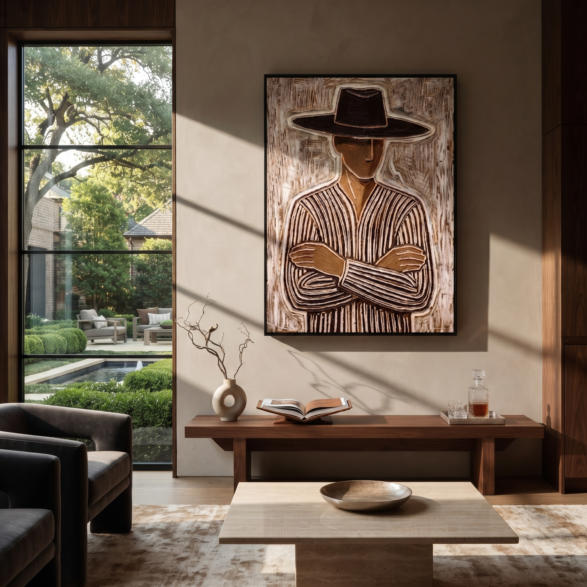 Earth Lines Hold Ground styled with neutral modern furnishings