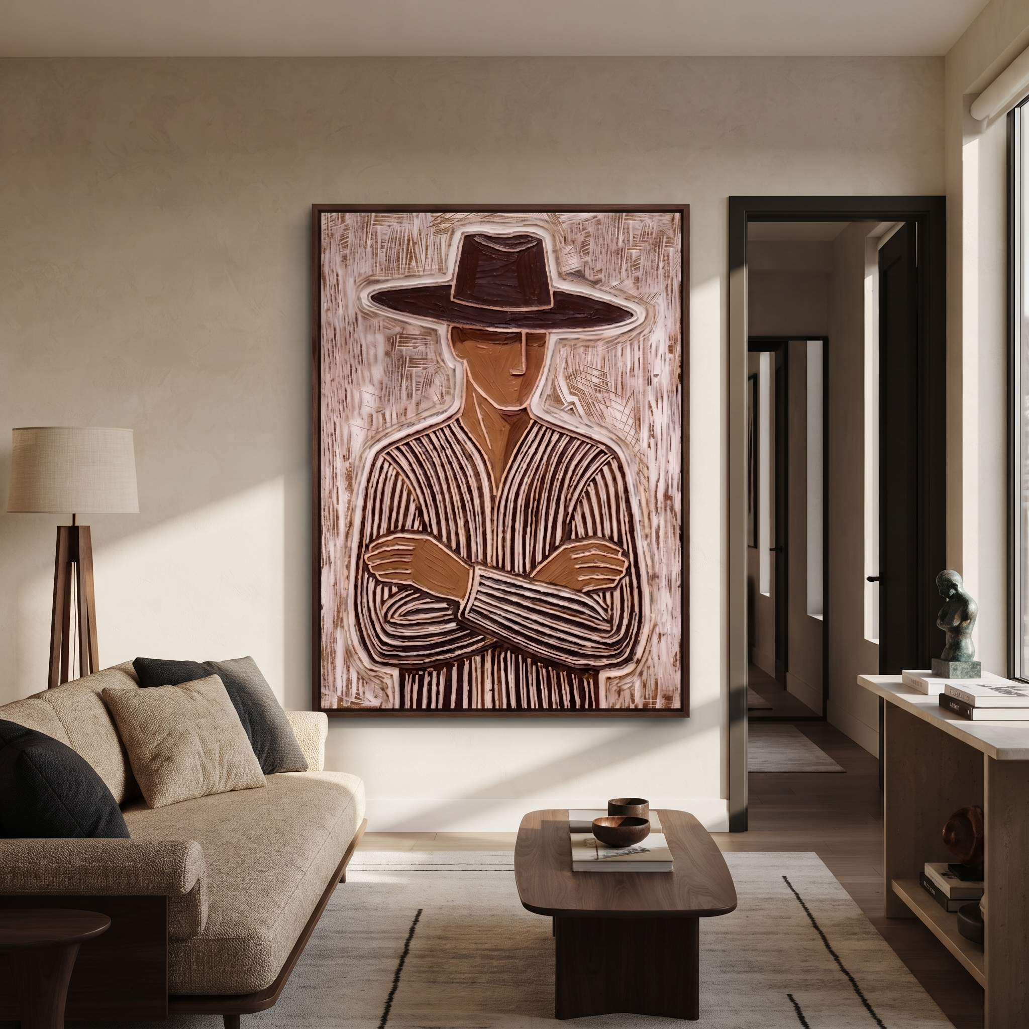 Earth Lines Hold Ground displayed as a modern room focal point