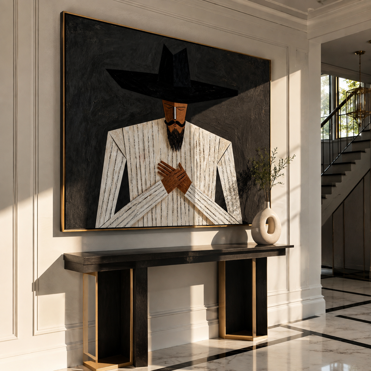 Black Brim Guards Ivory displayed in a warm contemporary interior