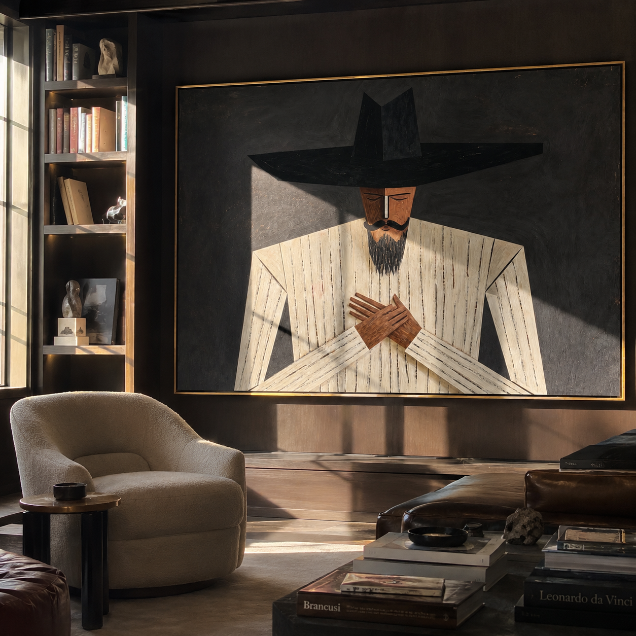 Black Brim Guards Ivory styled with neutral modern furnishings