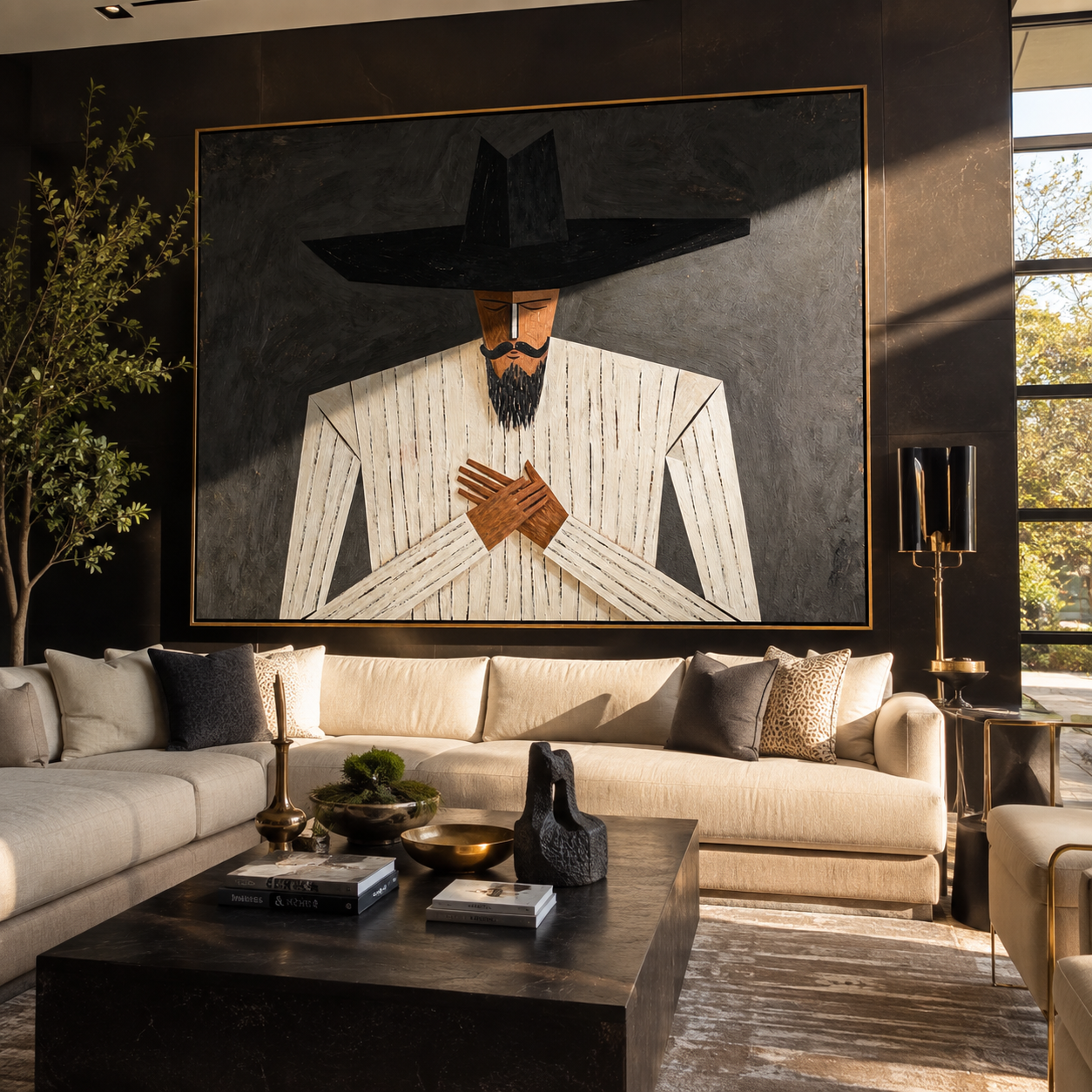 Black Brim Guards Ivory displayed as a modern room focal point