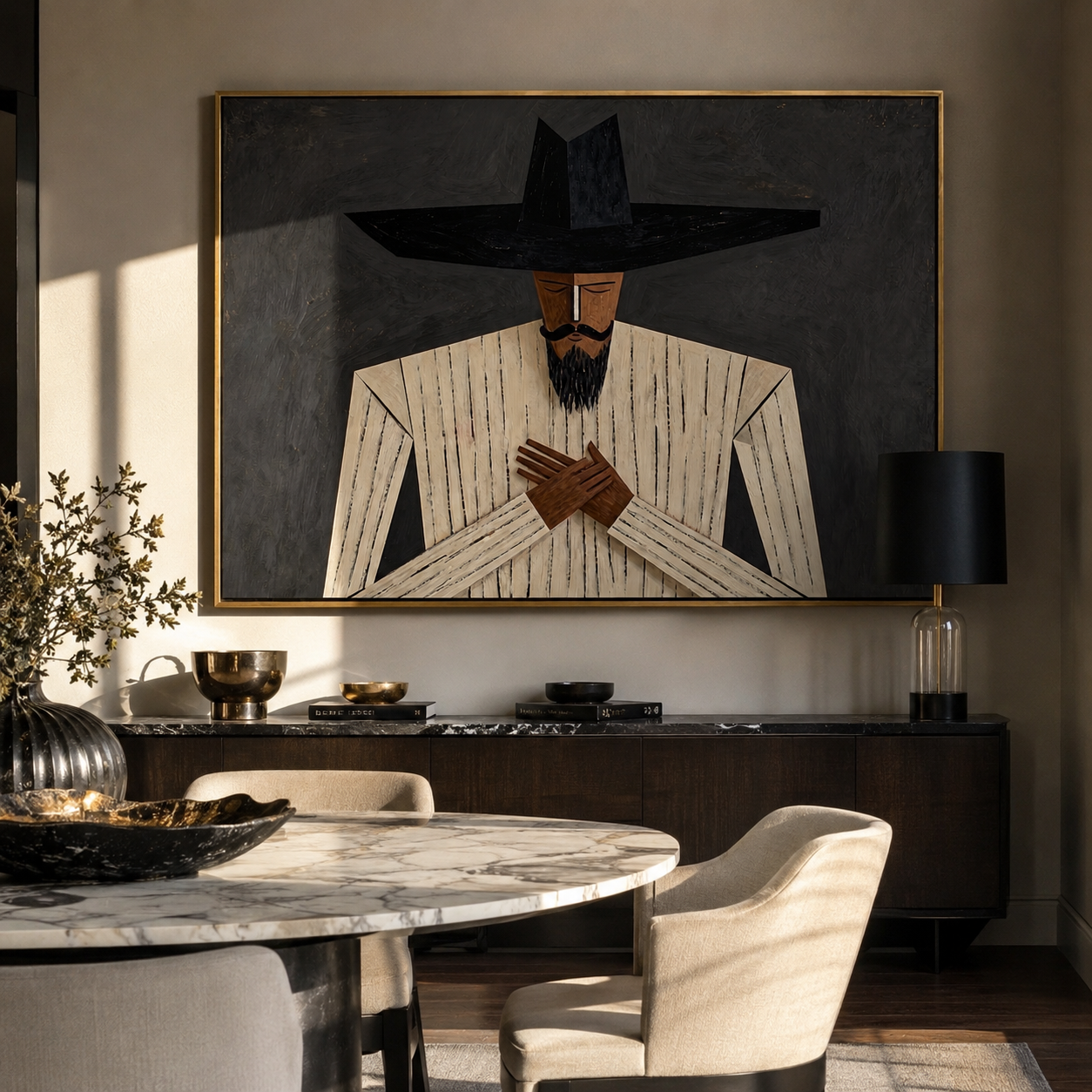 Black Brim Guards Ivory styled in a layered residential interior