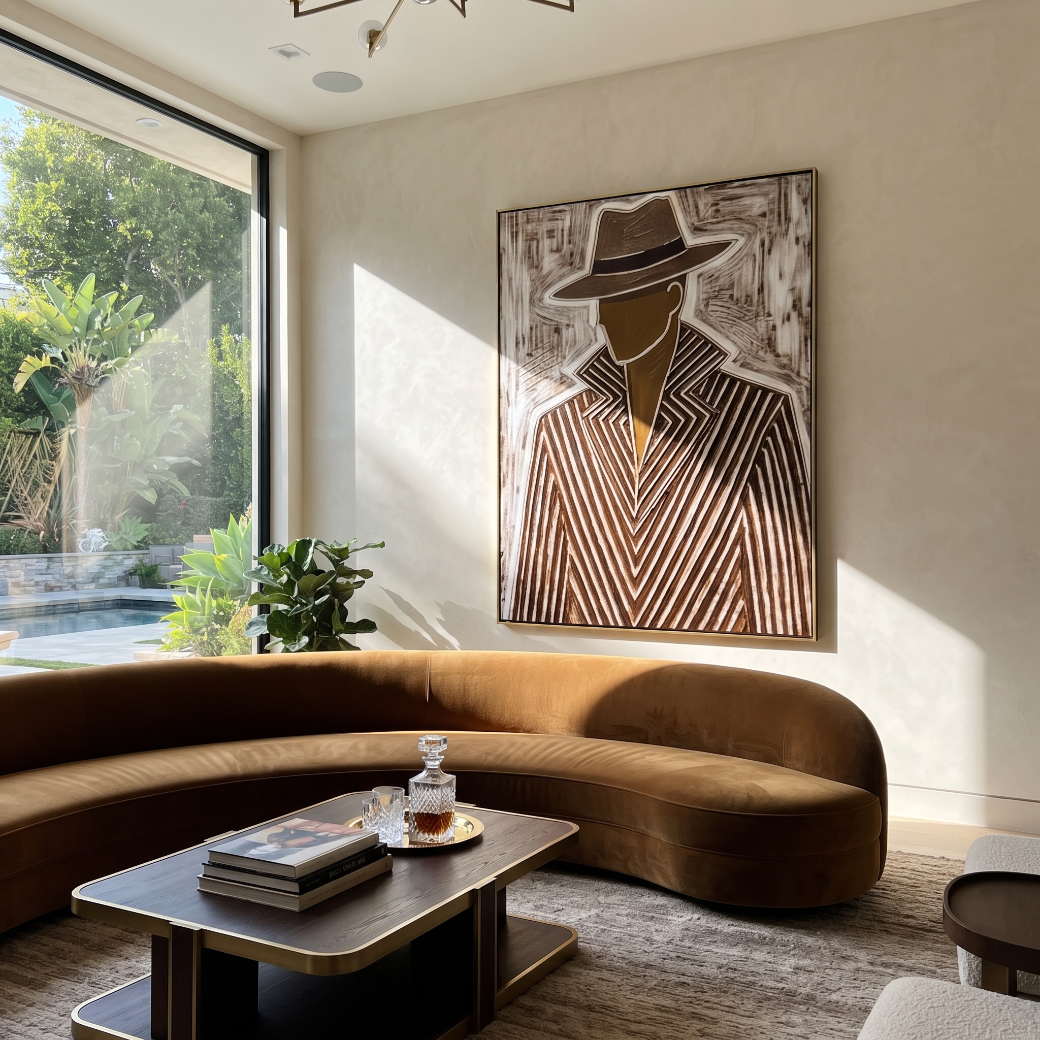 Chevron Lines Face Forward styled with neutral modern furnishings
