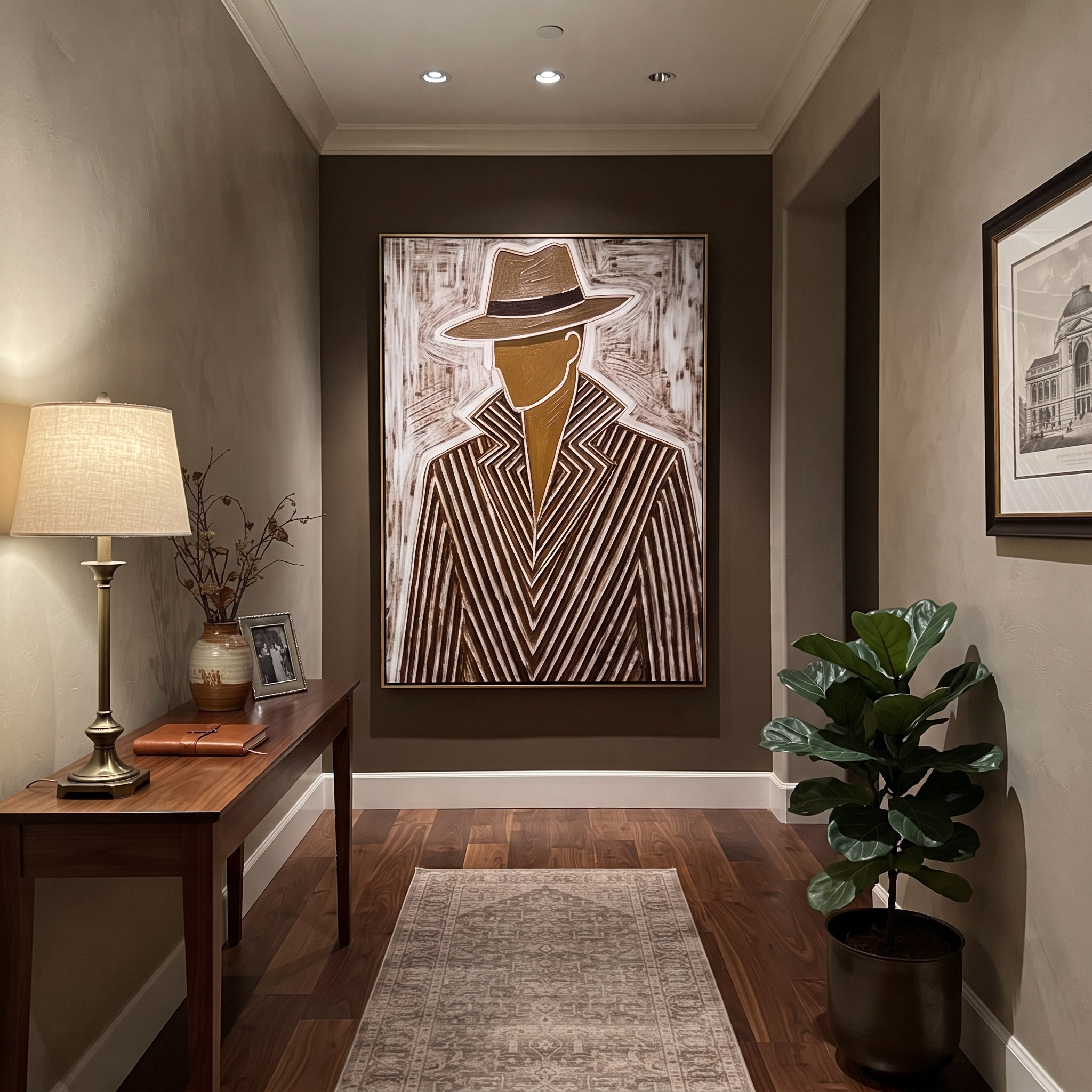 Chevron Lines Face Forward styled in a layered residential interior