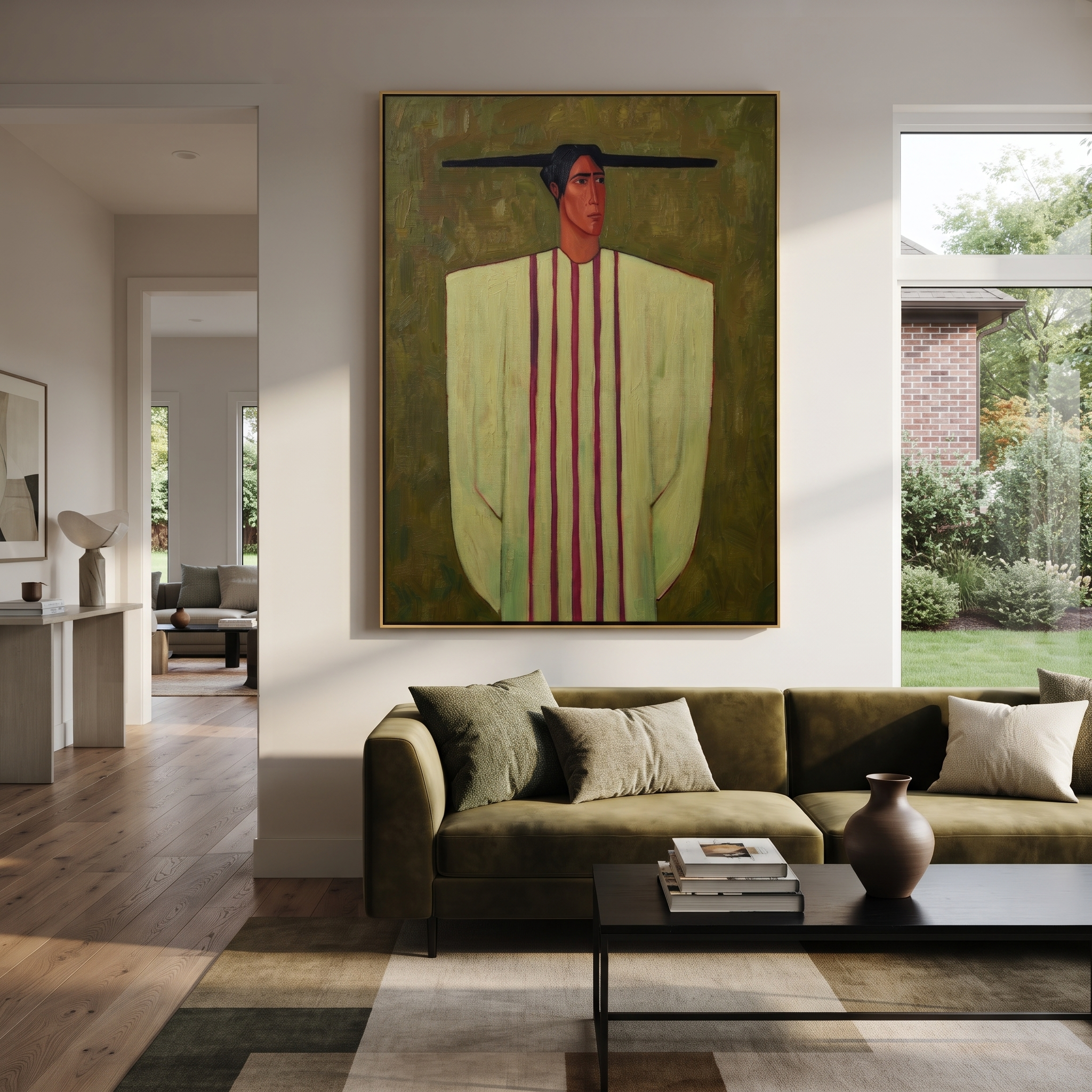 Gold Stripes Stand Alone displayed in a warm contemporary interior