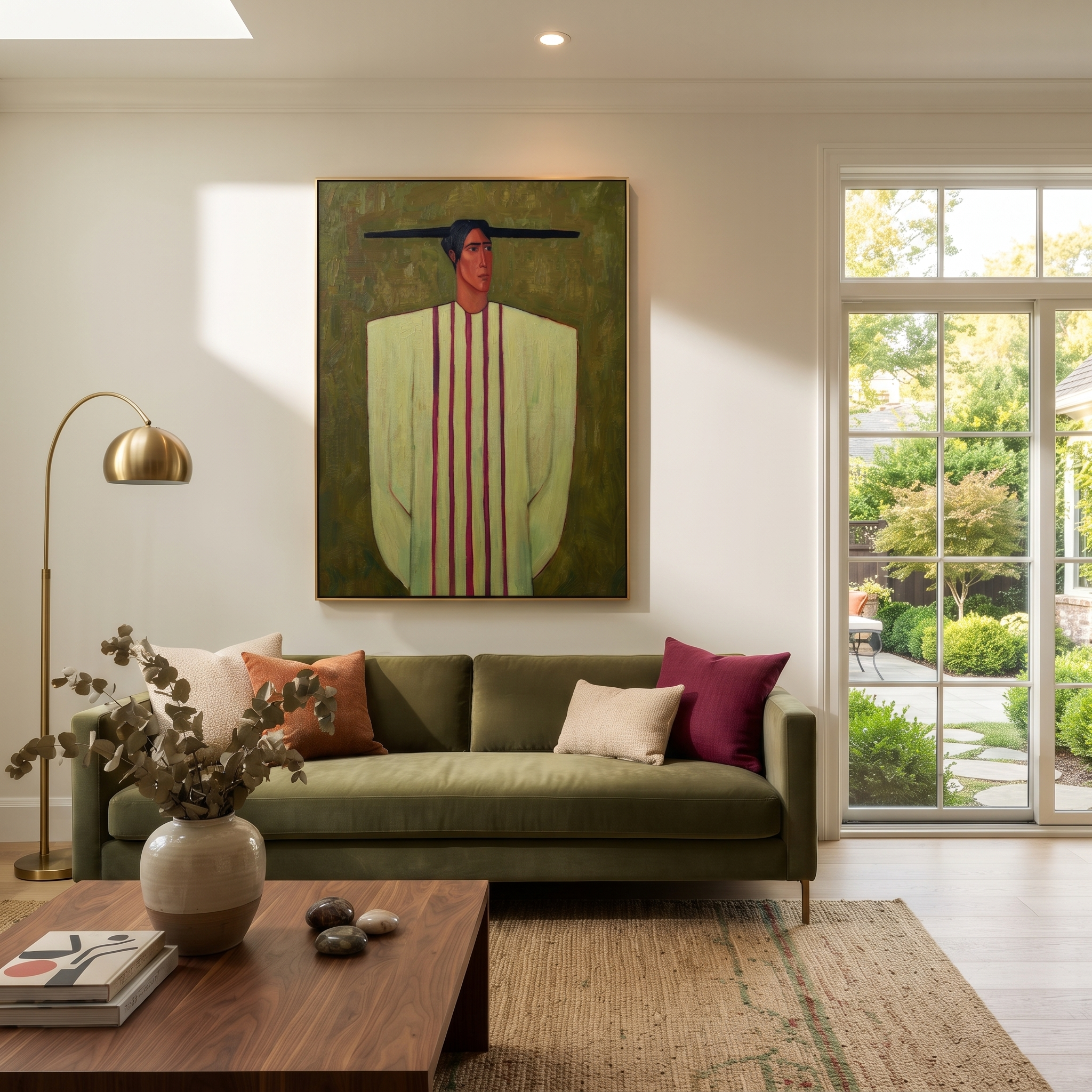 Gold Stripes Stand Alone styled with neutral modern furnishings