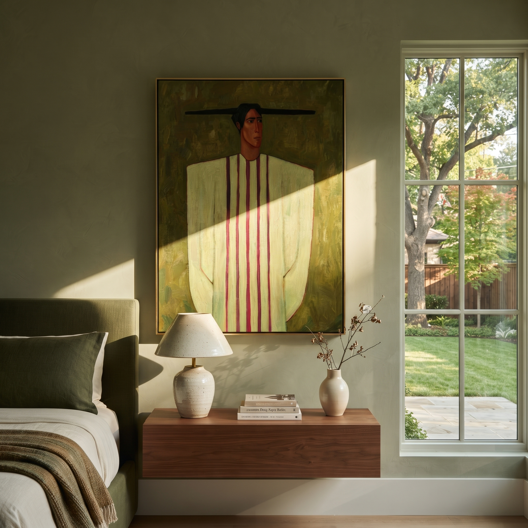 Gold Stripes Stand Alone presented above a contemporary console