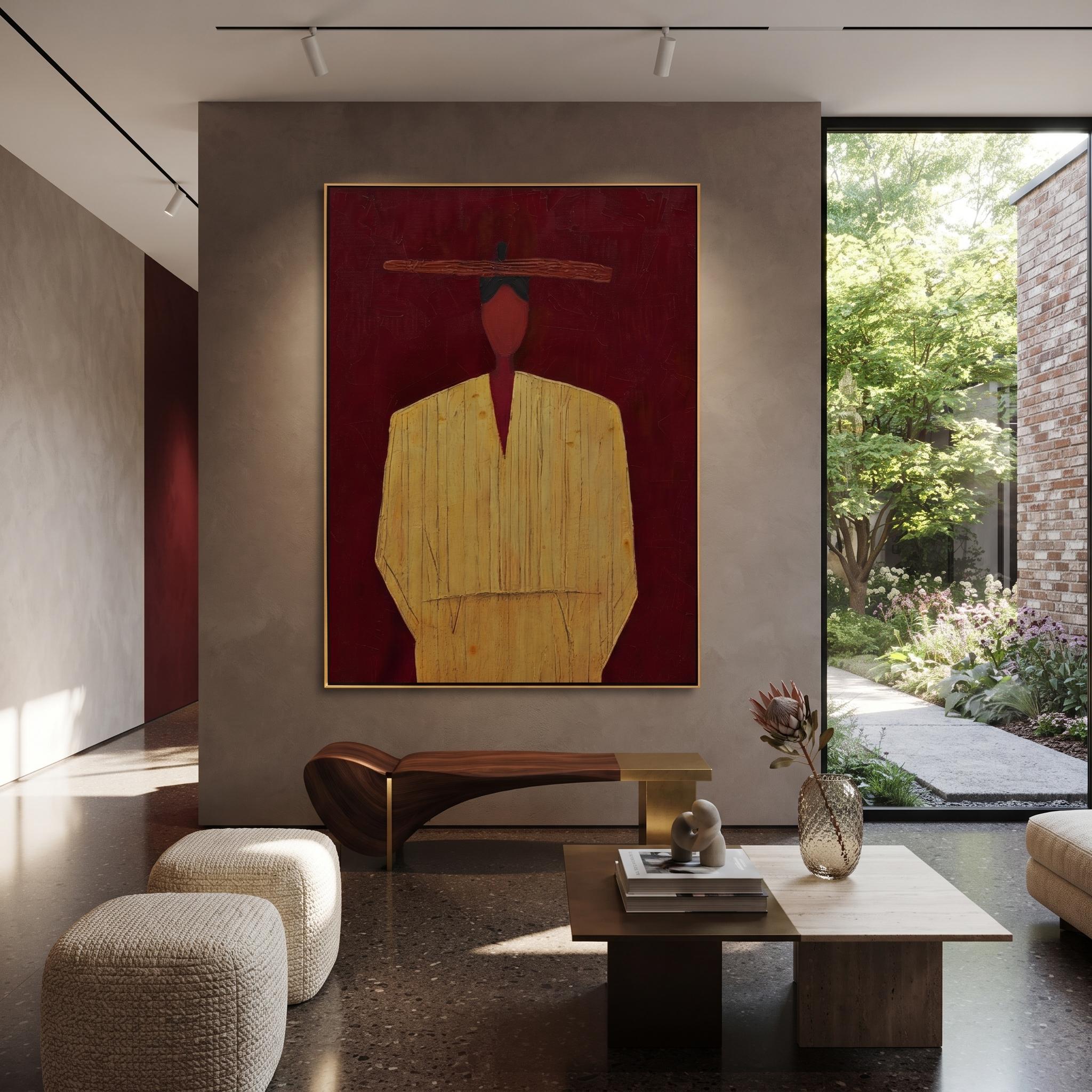 Red Brim Floats Quietly displayed as a modern room focal point