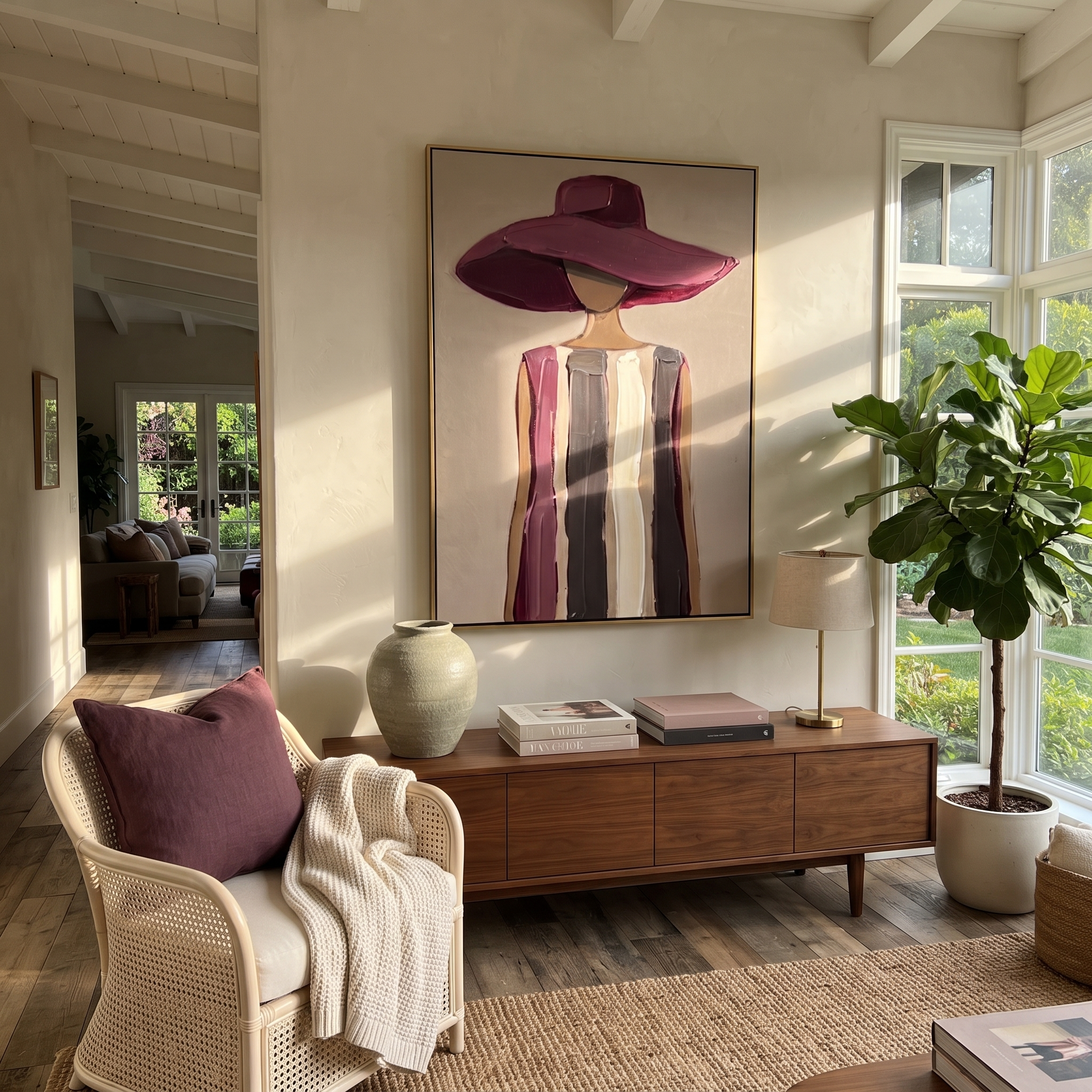 Plum Shade Softens Stone displayed in a warm contemporary interior