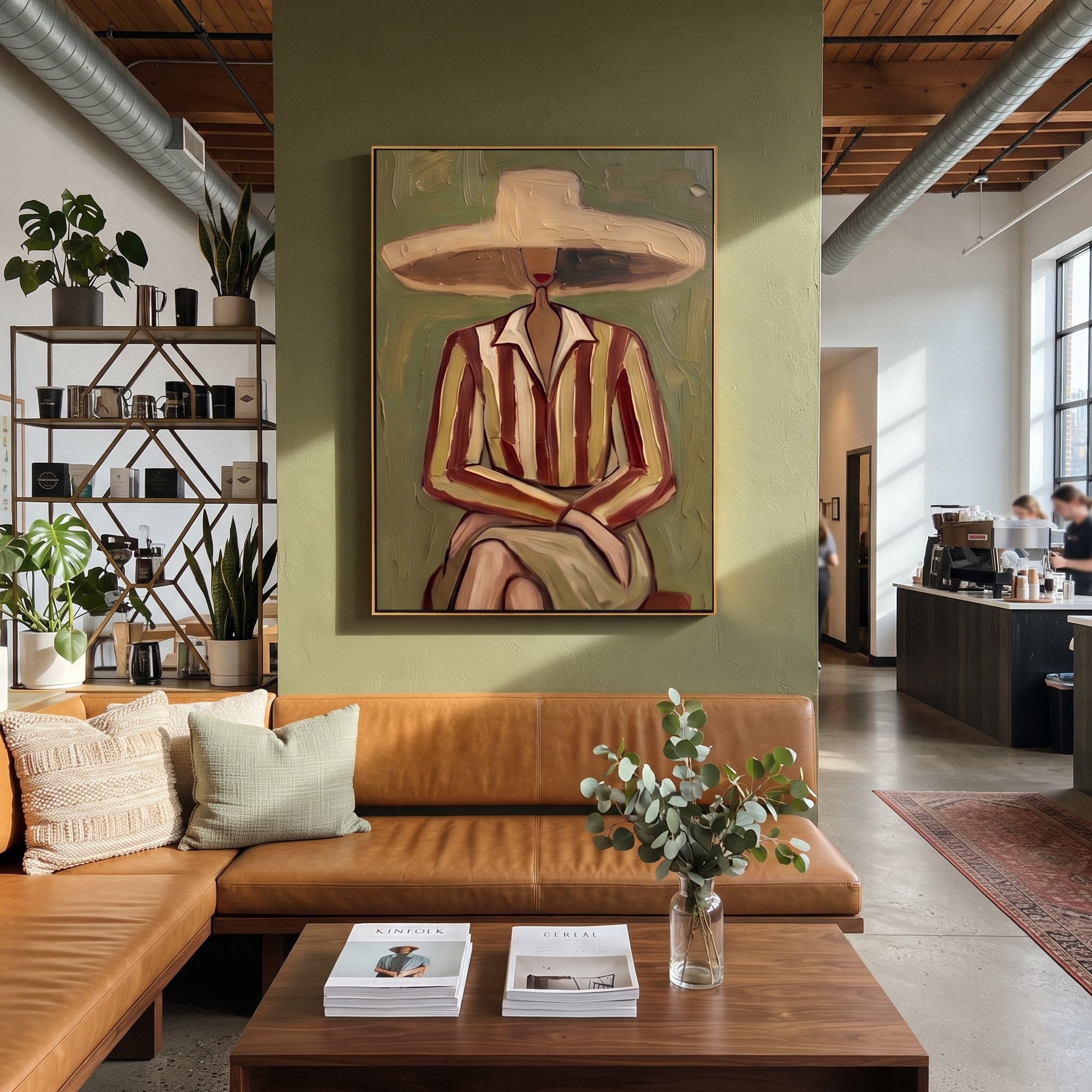 Earth Stripes Sit Calm displayed as a modern room focal point