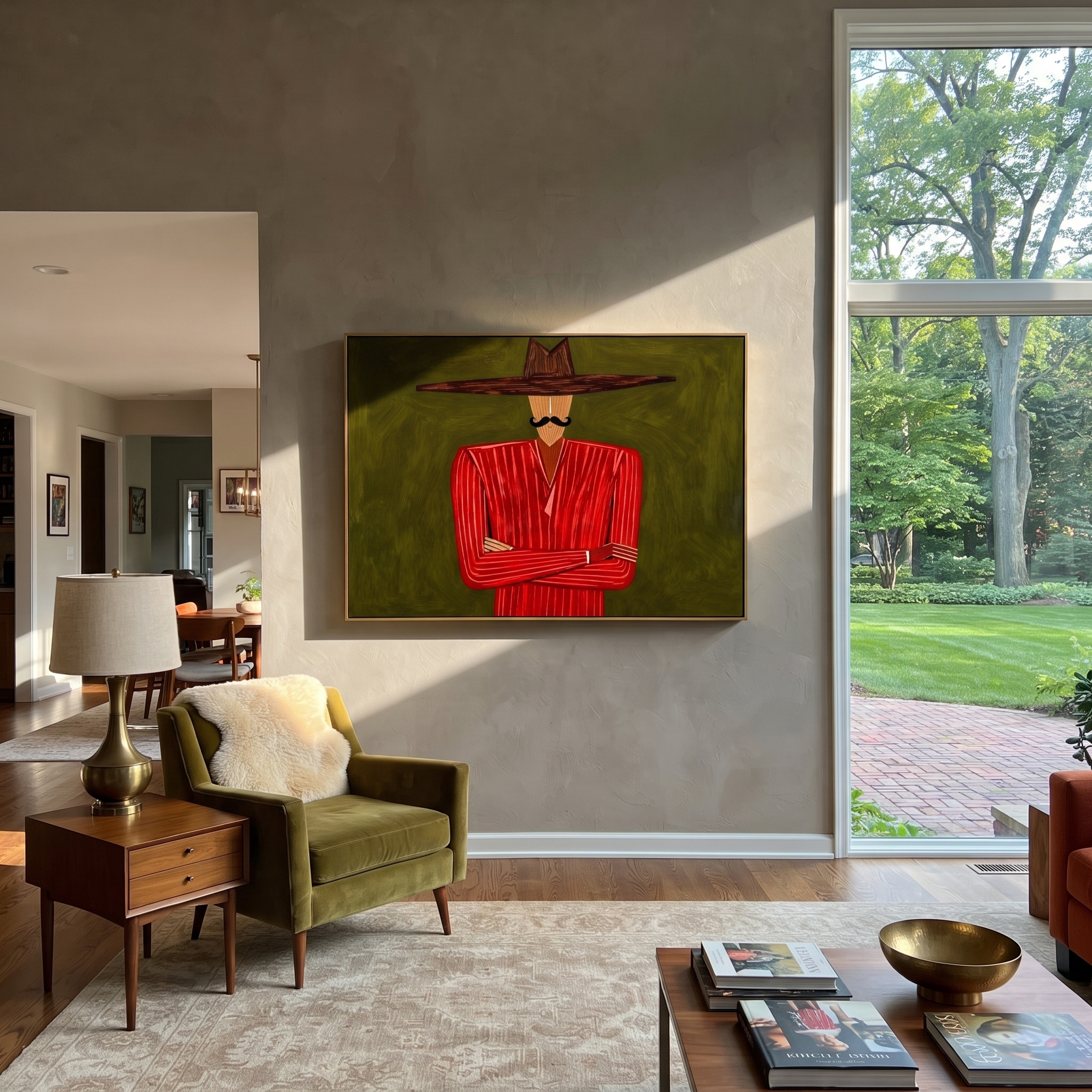Scarlet Arms Hold Olive displayed in a warm contemporary interior