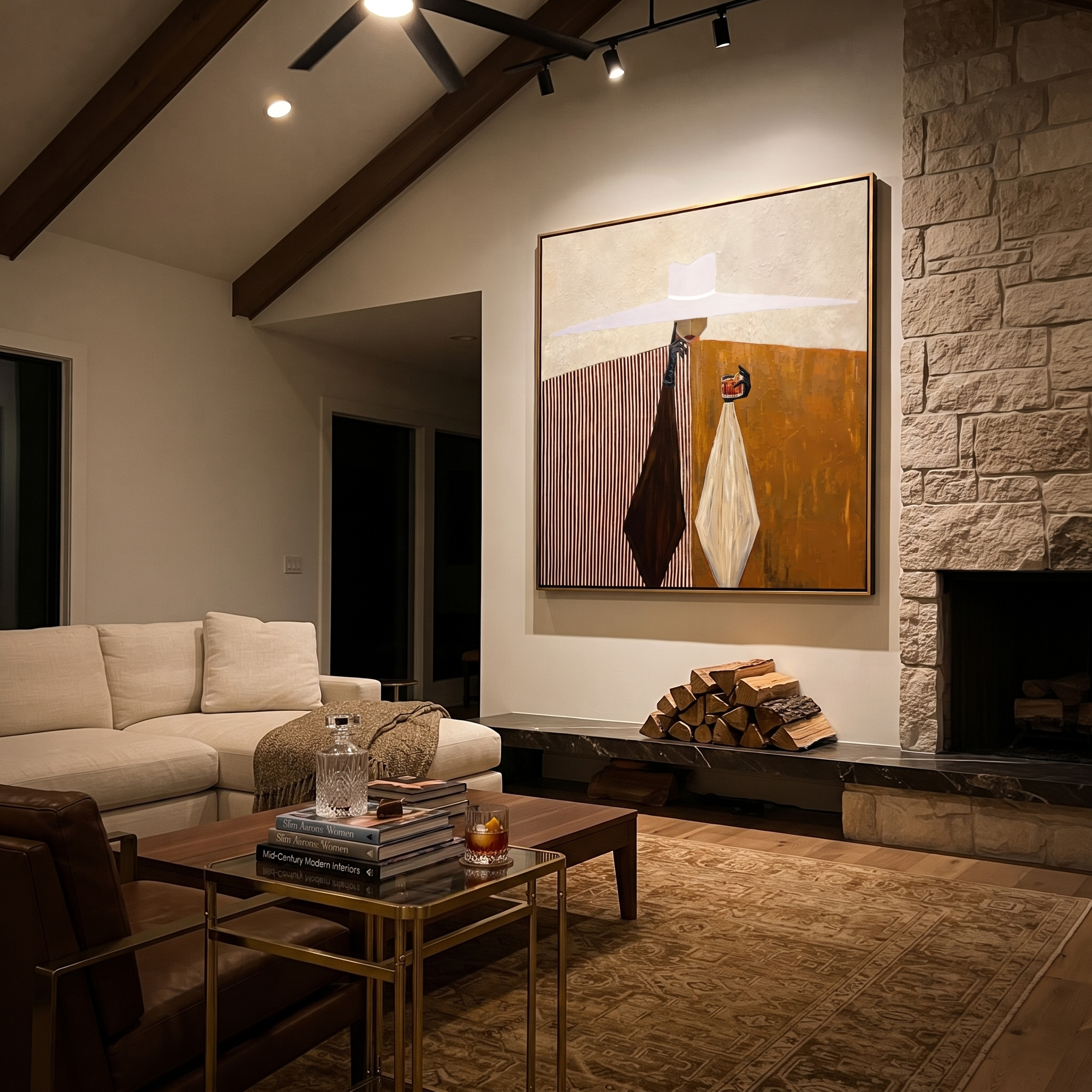White Brim Serves Amber displayed in a warm contemporary interior
