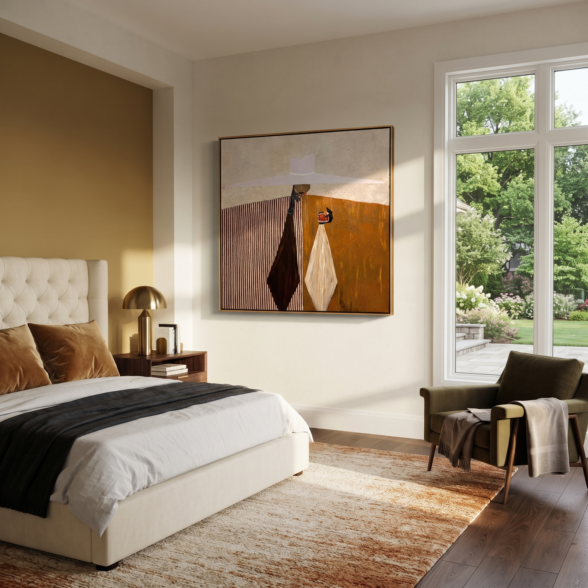 White Brim Serves Amber presented above a contemporary console