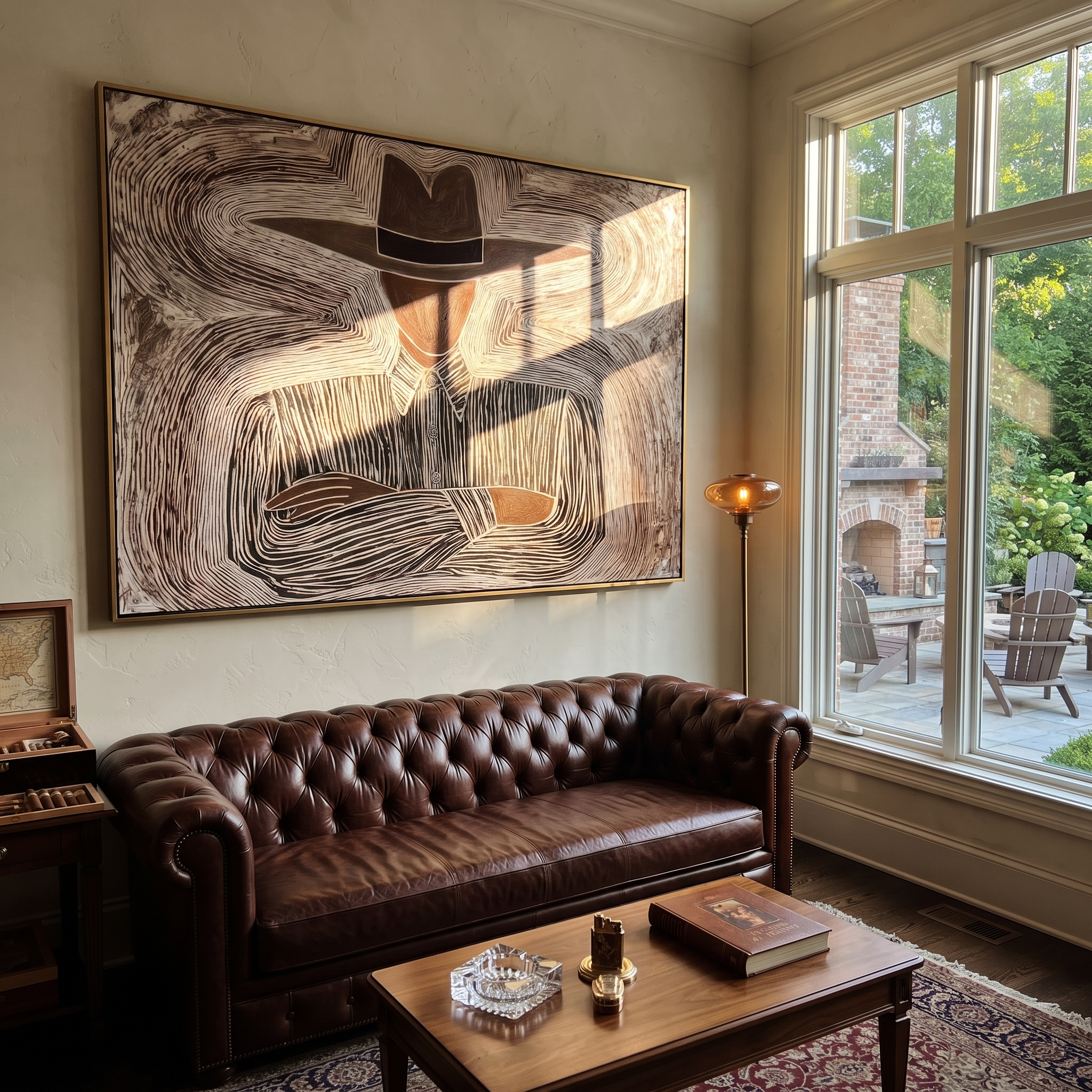 Brown Lines Rest Wide displayed in a warm contemporary interior