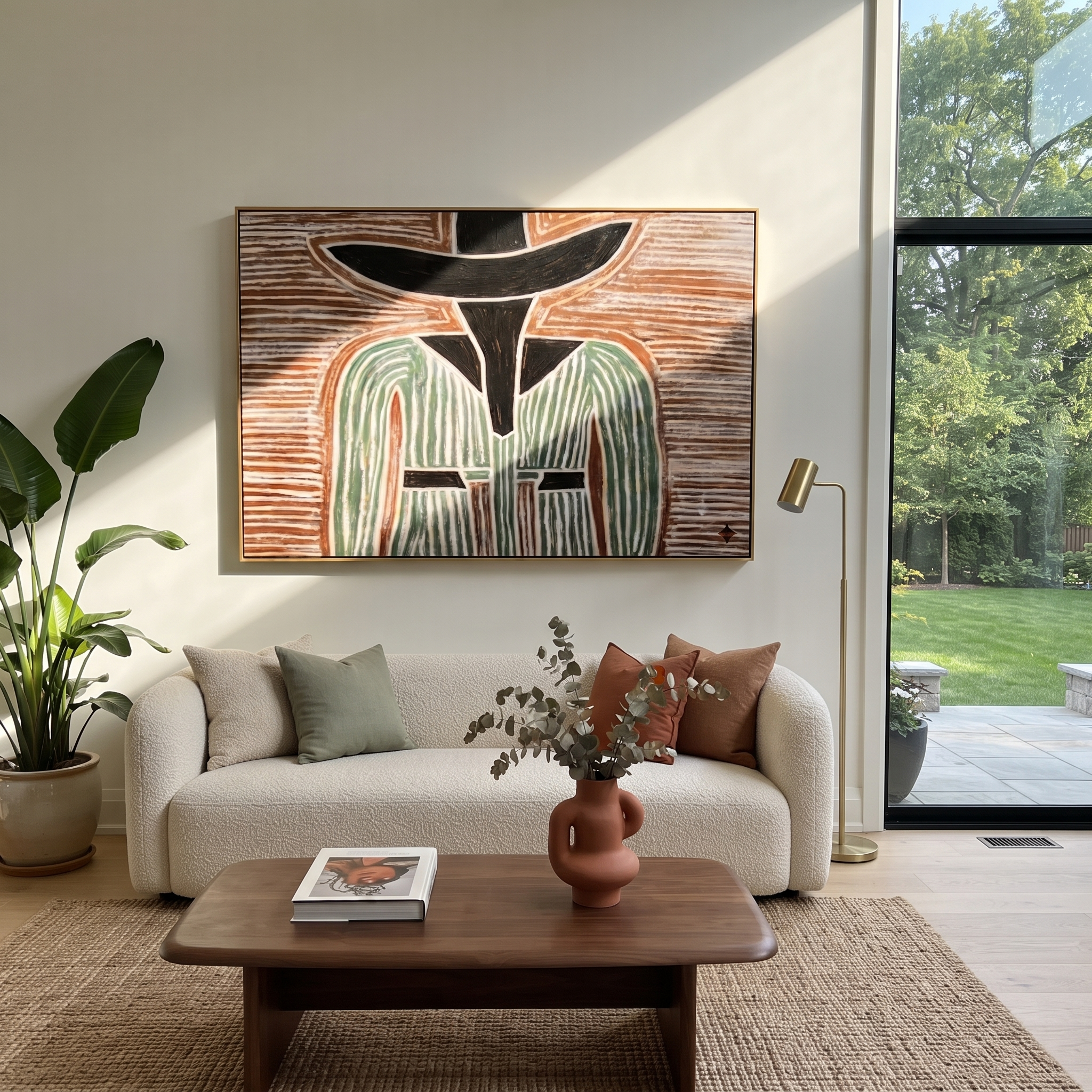 Green Lines Divide Brown styled with neutral modern furnishings