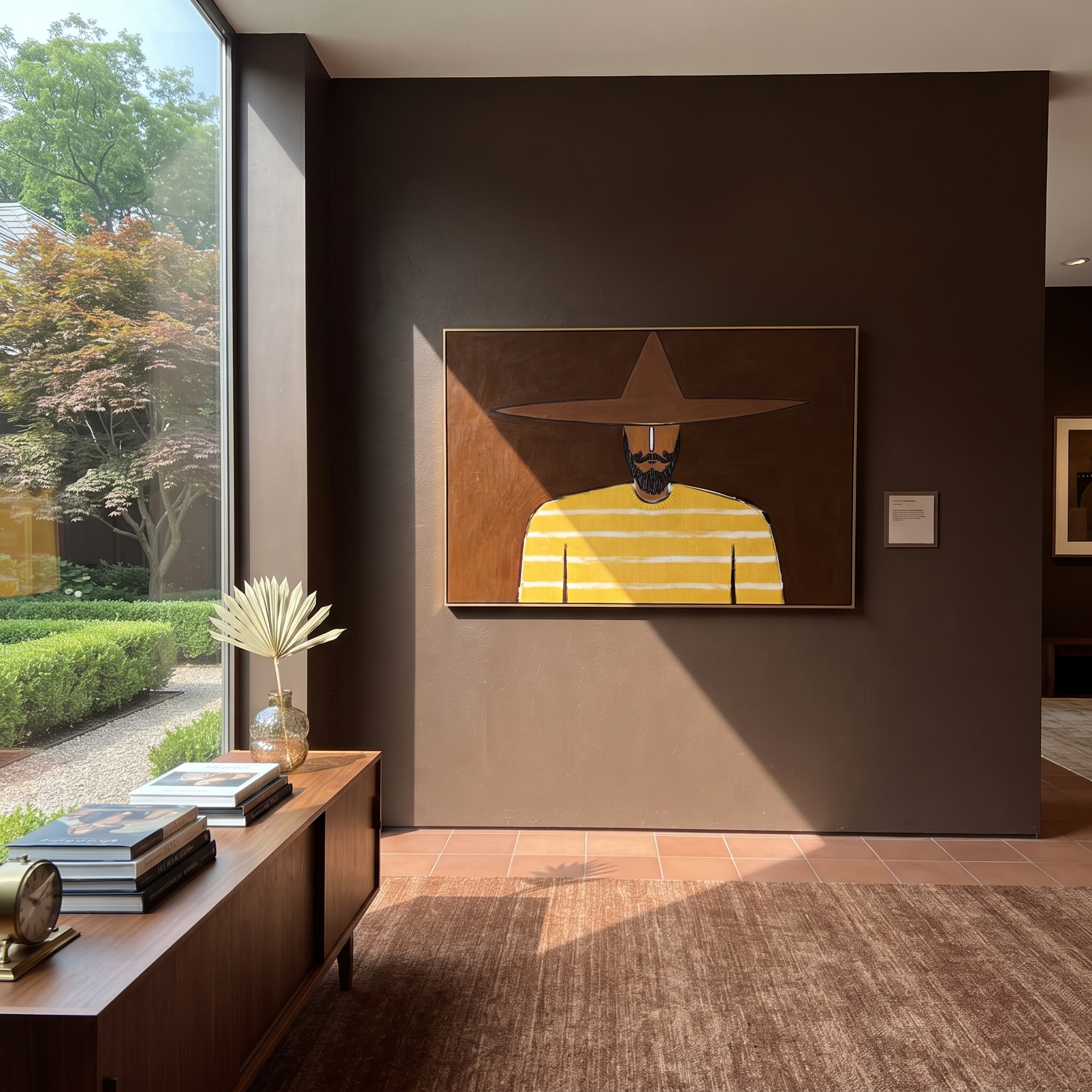 Yellow Stripes Carry Shadow displayed as a modern room focal point