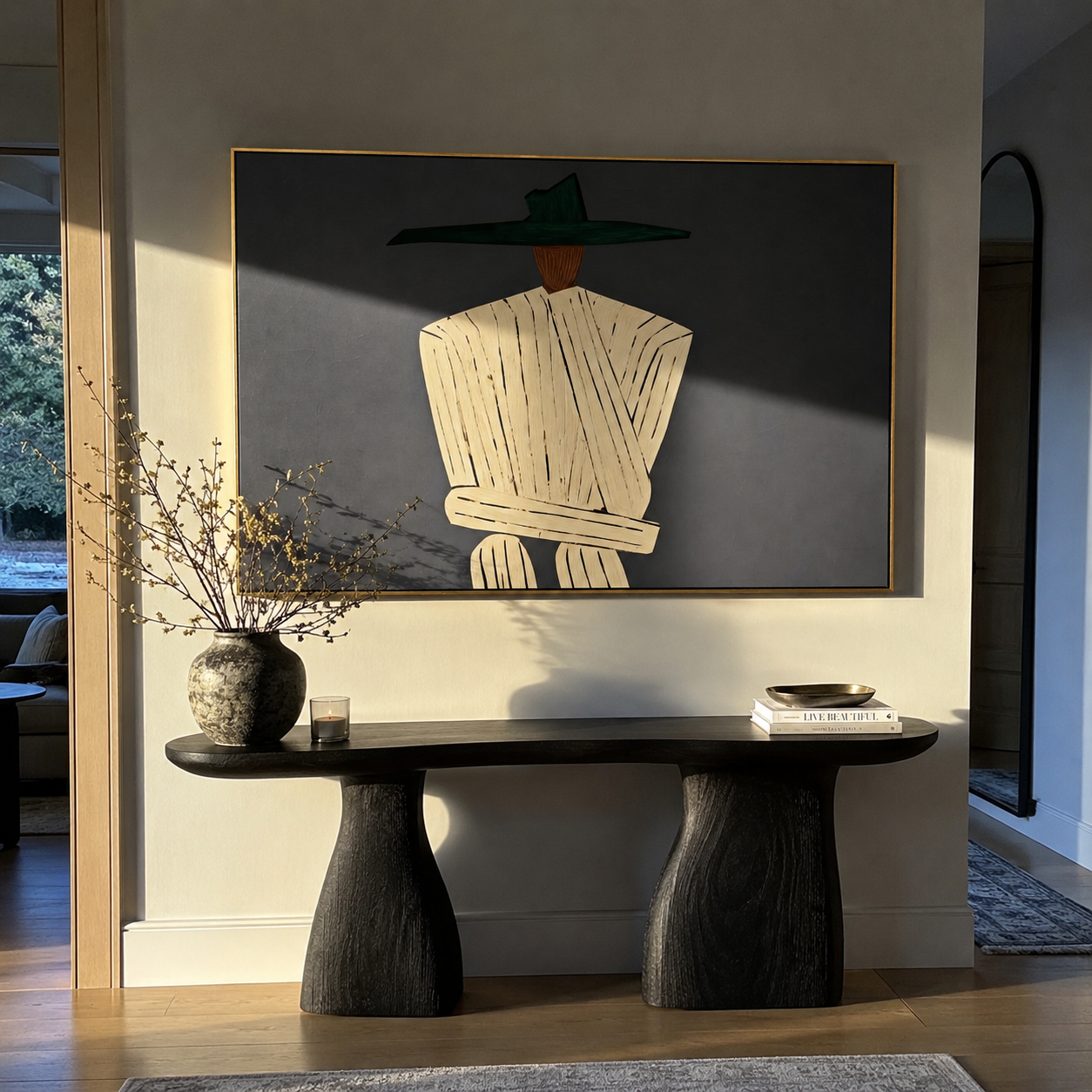 Ivory Angles Face Gray displayed in a warm contemporary interior