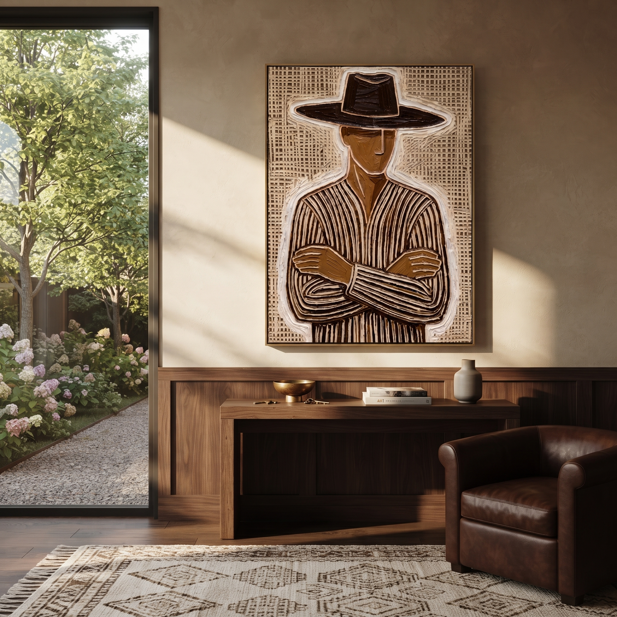 Brown Lines Close Ranks styled in a layered residential interior