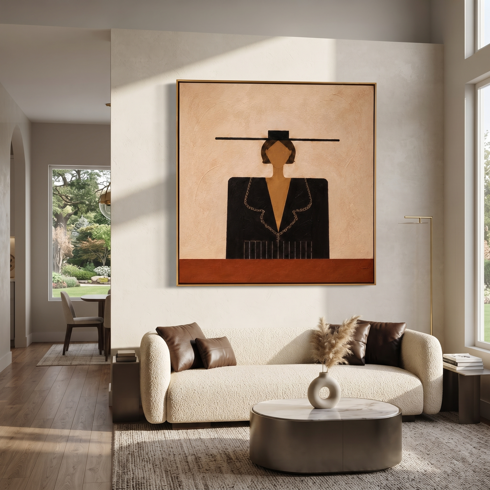 Black Collar Meets Sand presented above a contemporary console