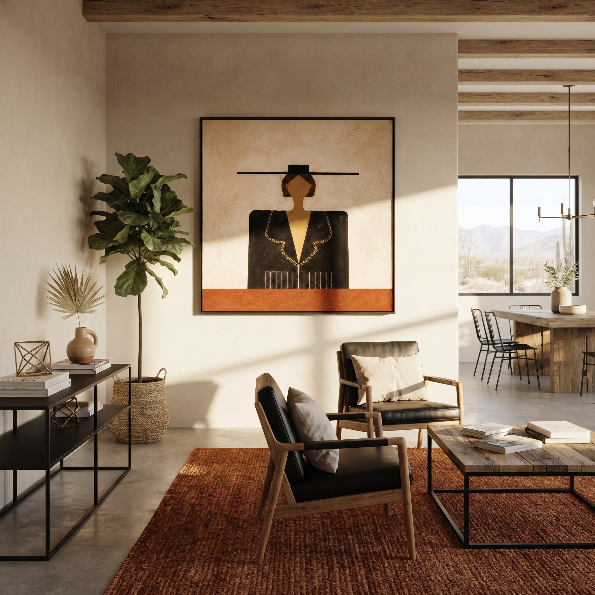 Black Collar Meets Sand displayed as a modern room focal point