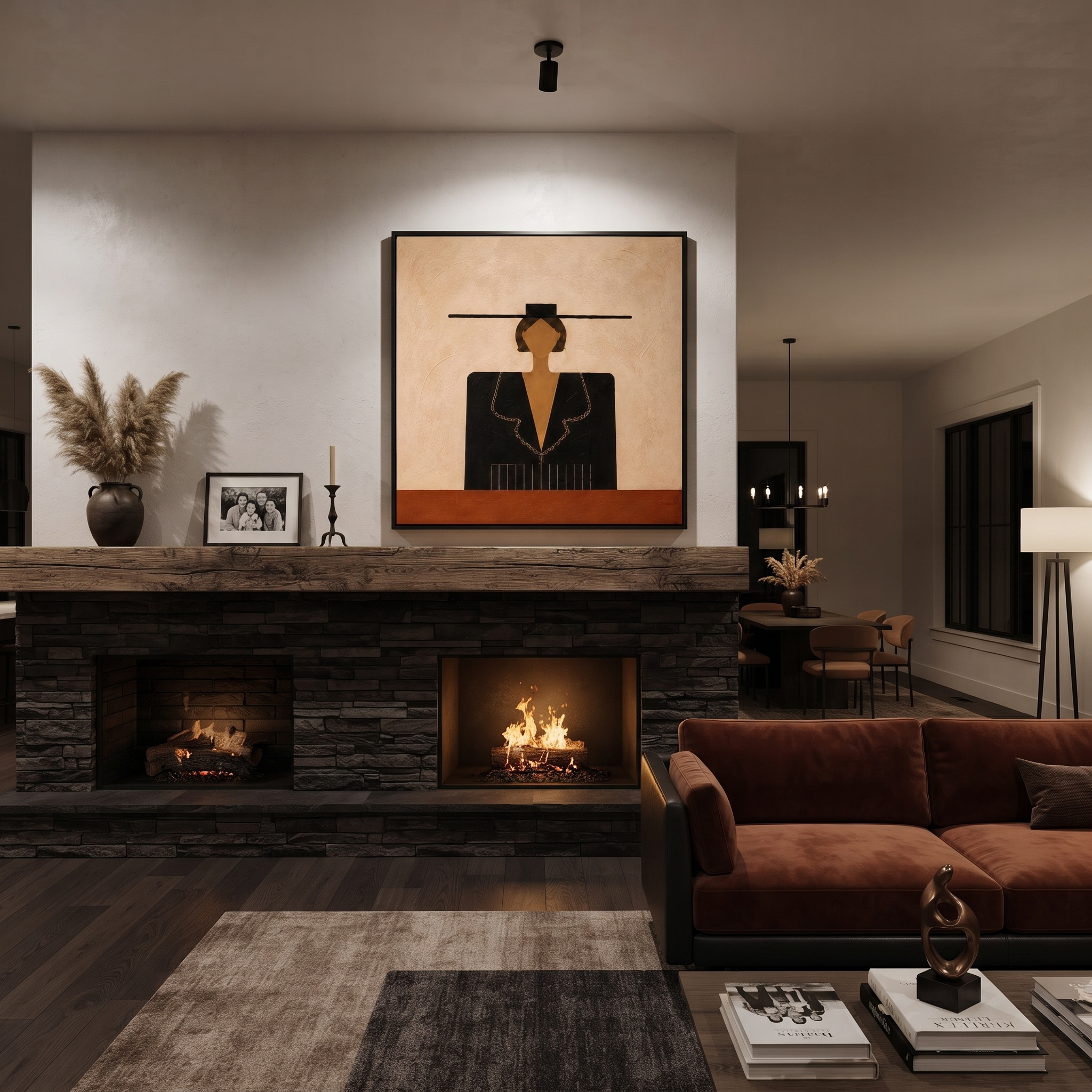 Black Collar Meets Sand styled in a layered residential interior