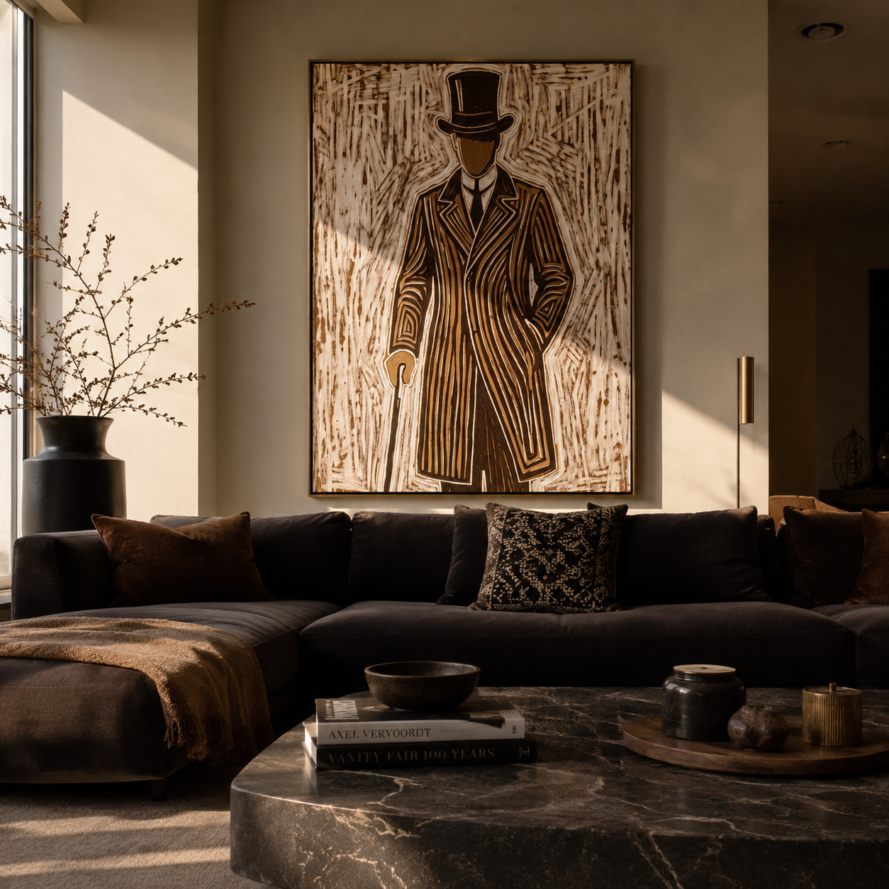 Top Hat Walks Time styled with neutral modern furnishings