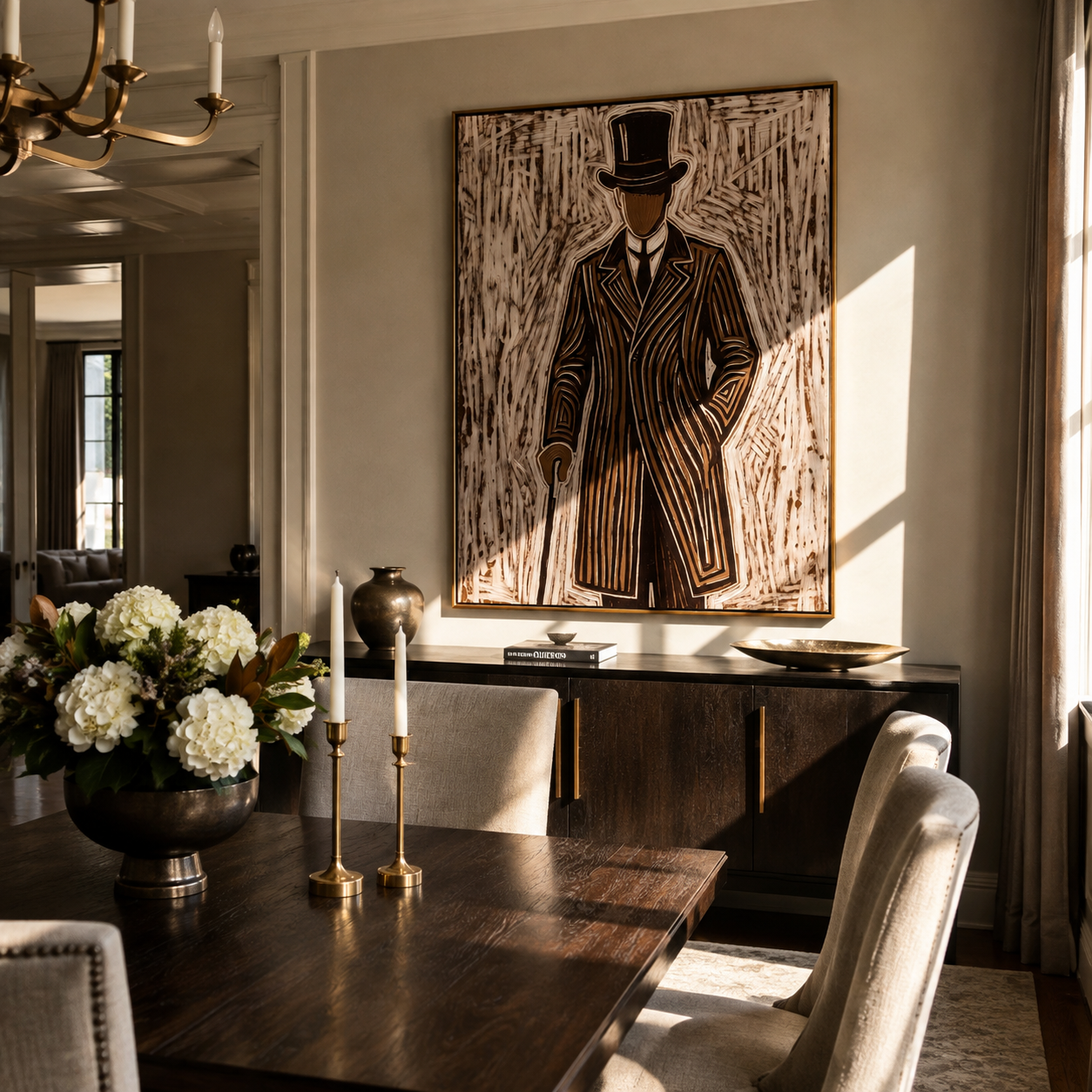 Top Hat Walks Time presented above a contemporary console