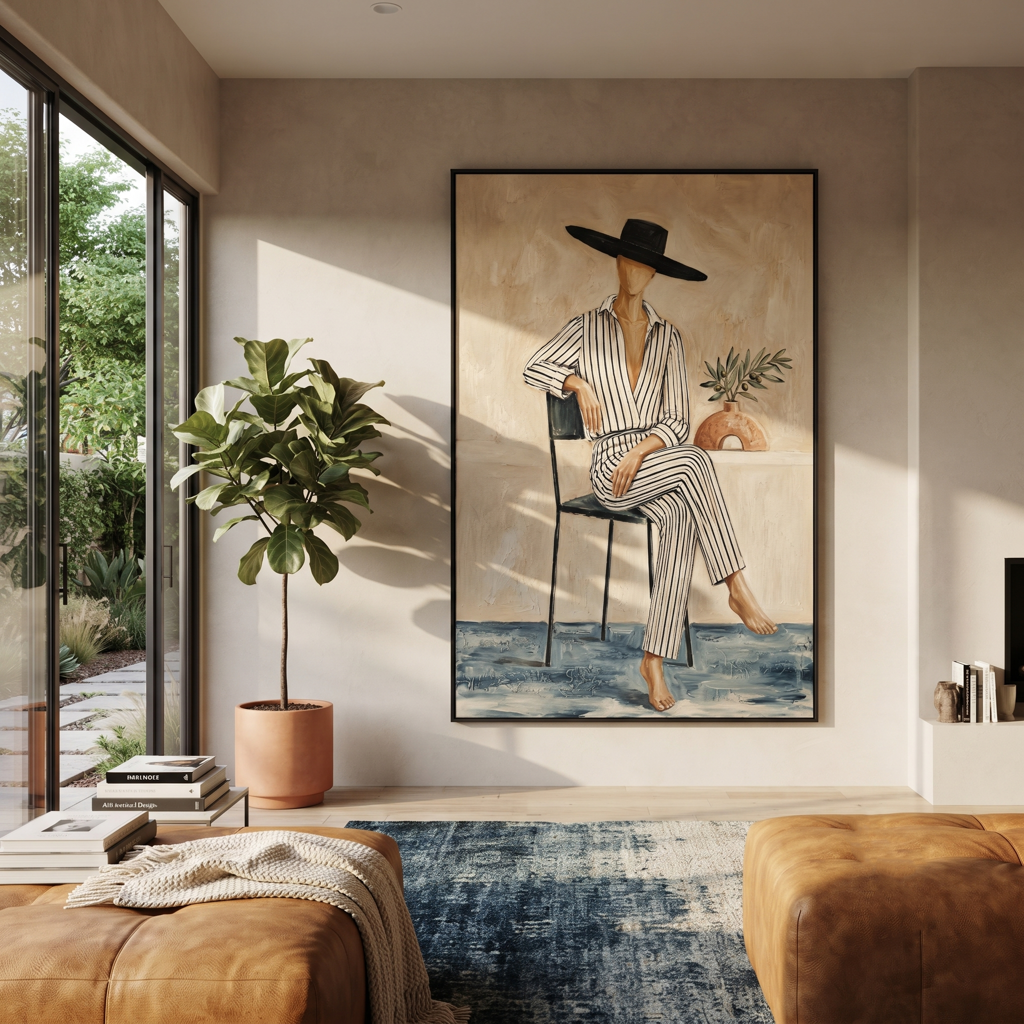 Stripes Sit Beside Air presented above a contemporary console