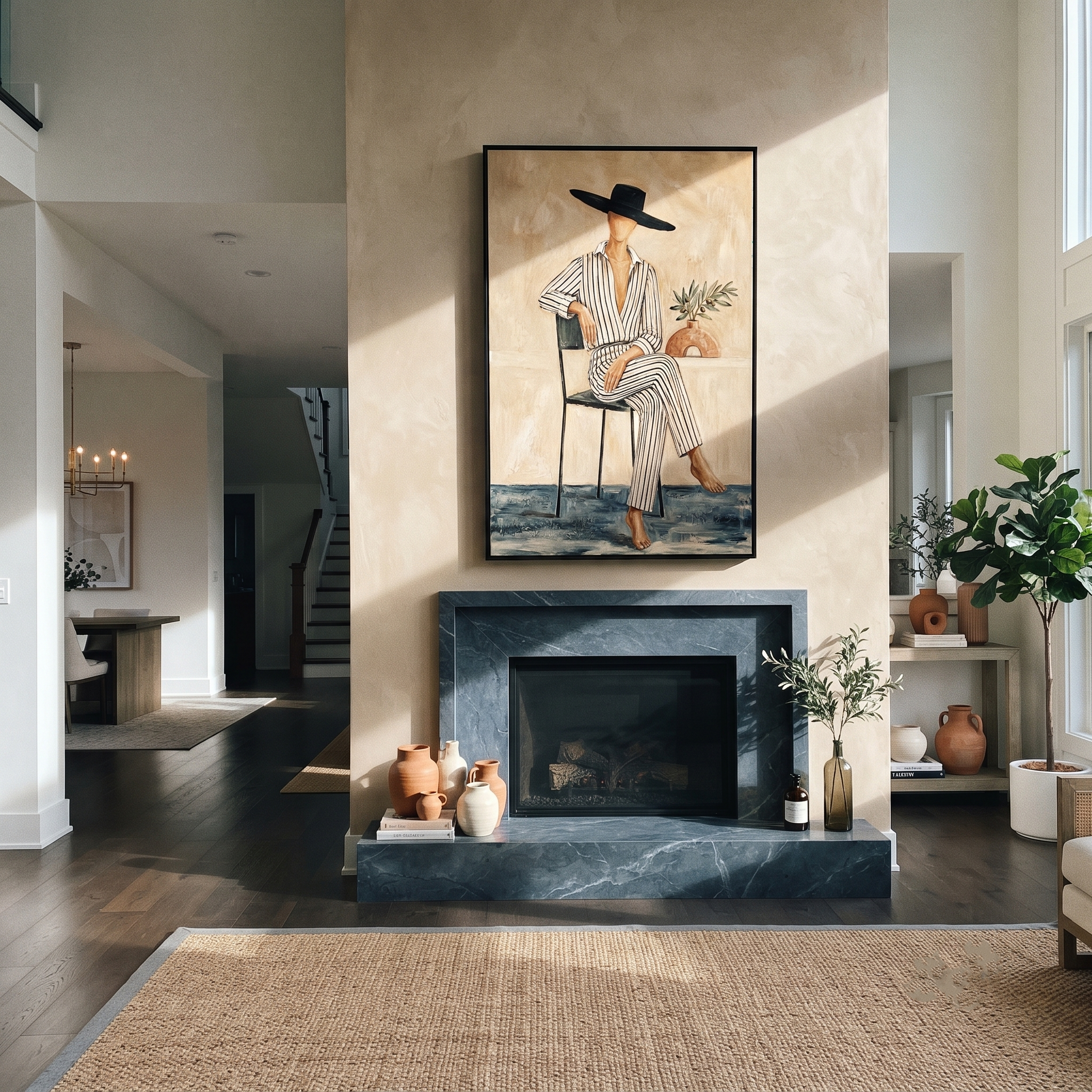 Stripes Sit Beside Air styled in a layered residential interior